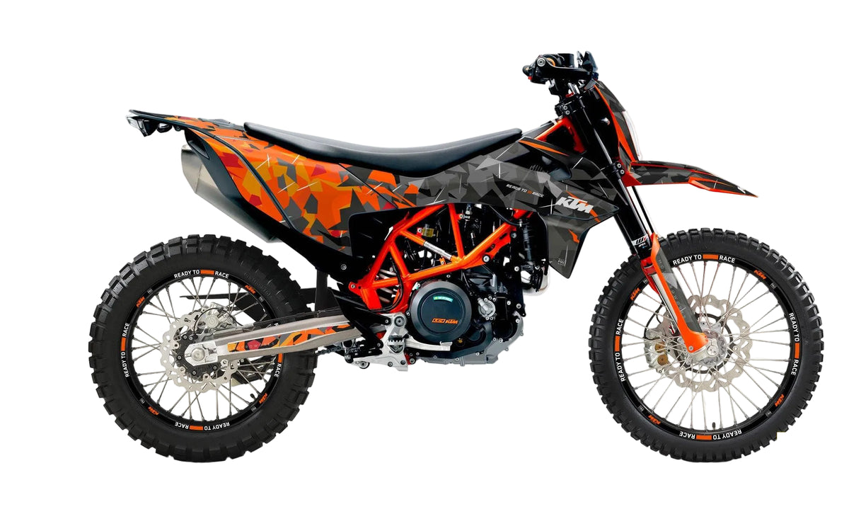 KTM 690 Enduro GRAPHICS - "Flake" (Black/Orange) - MotoProWorks