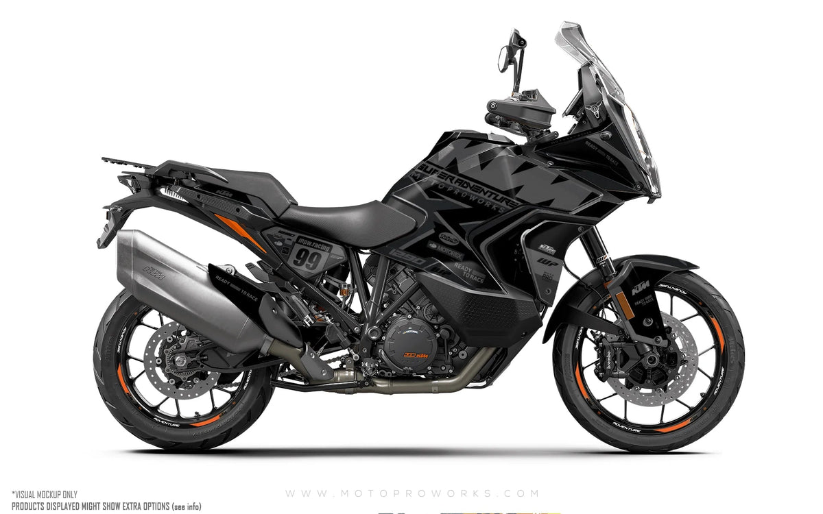 *OUTLET!* KTM 1290 Super Adventure 2021-2024 DEKOR - "Atlantic" (Schwarz) - GLÄNZEND - Ref.31412