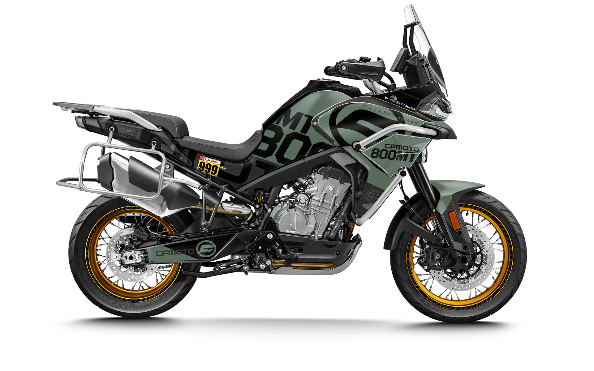CFMOTO 800 MT GRAPHICS - "Waypointer" (Moss/Black)