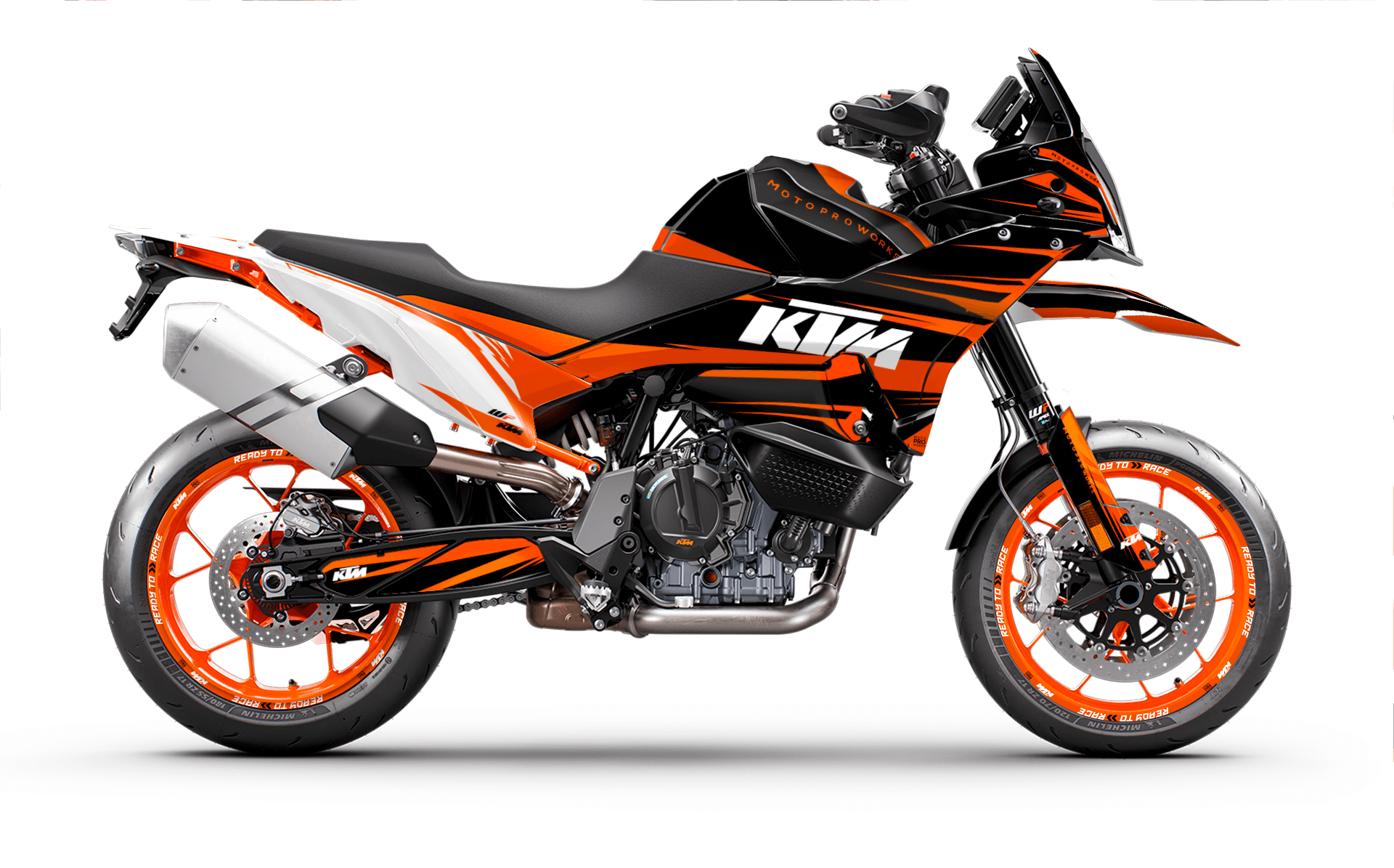 KTM 890 SMT 2023-2024 GRAPHICS - "Edge" (Black/Orange/White) - MotoProWorks