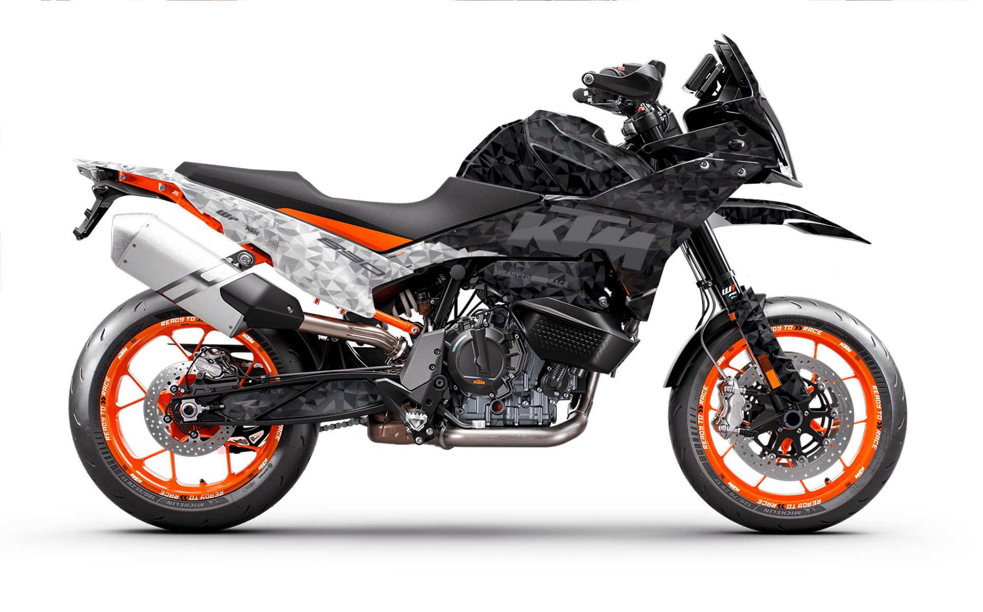 KTM 890 SMT 2023-2024 GRAPHICS - "Polyatomic" (Black/White) - MotoProWorks