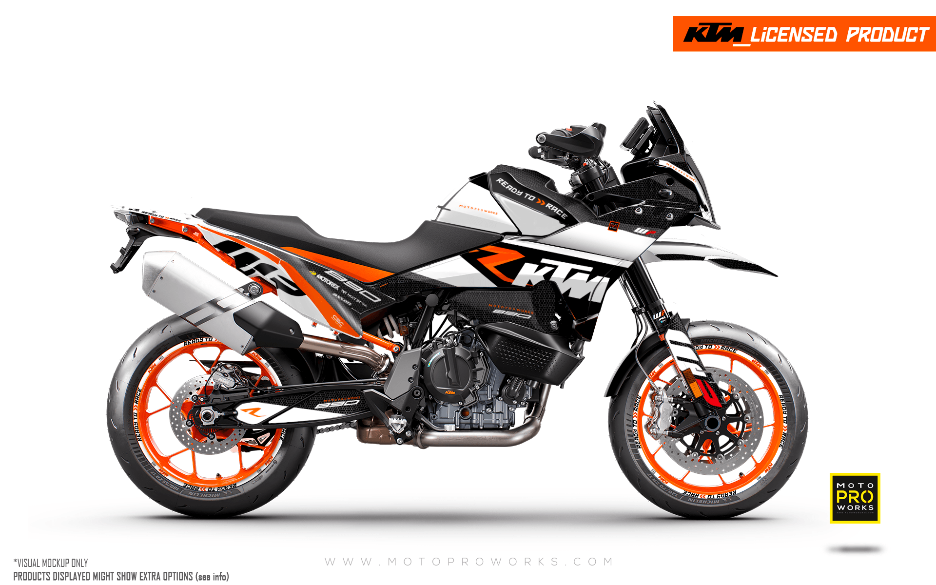 KTM 890 SMT 2023-2024 GRAPHICS - "RR Tech" (White) - MotoProWorks