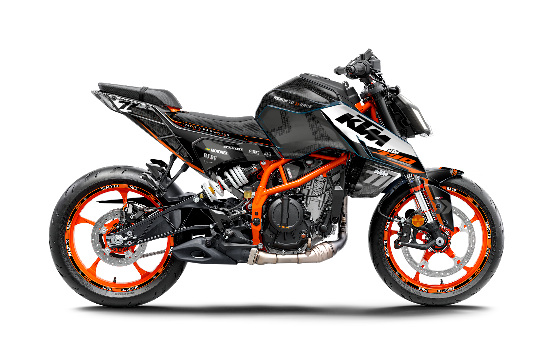 KTM 125 Duke 2024-2025 GRÁFICOS - "Rasorblade" (Preto/Laranja)
