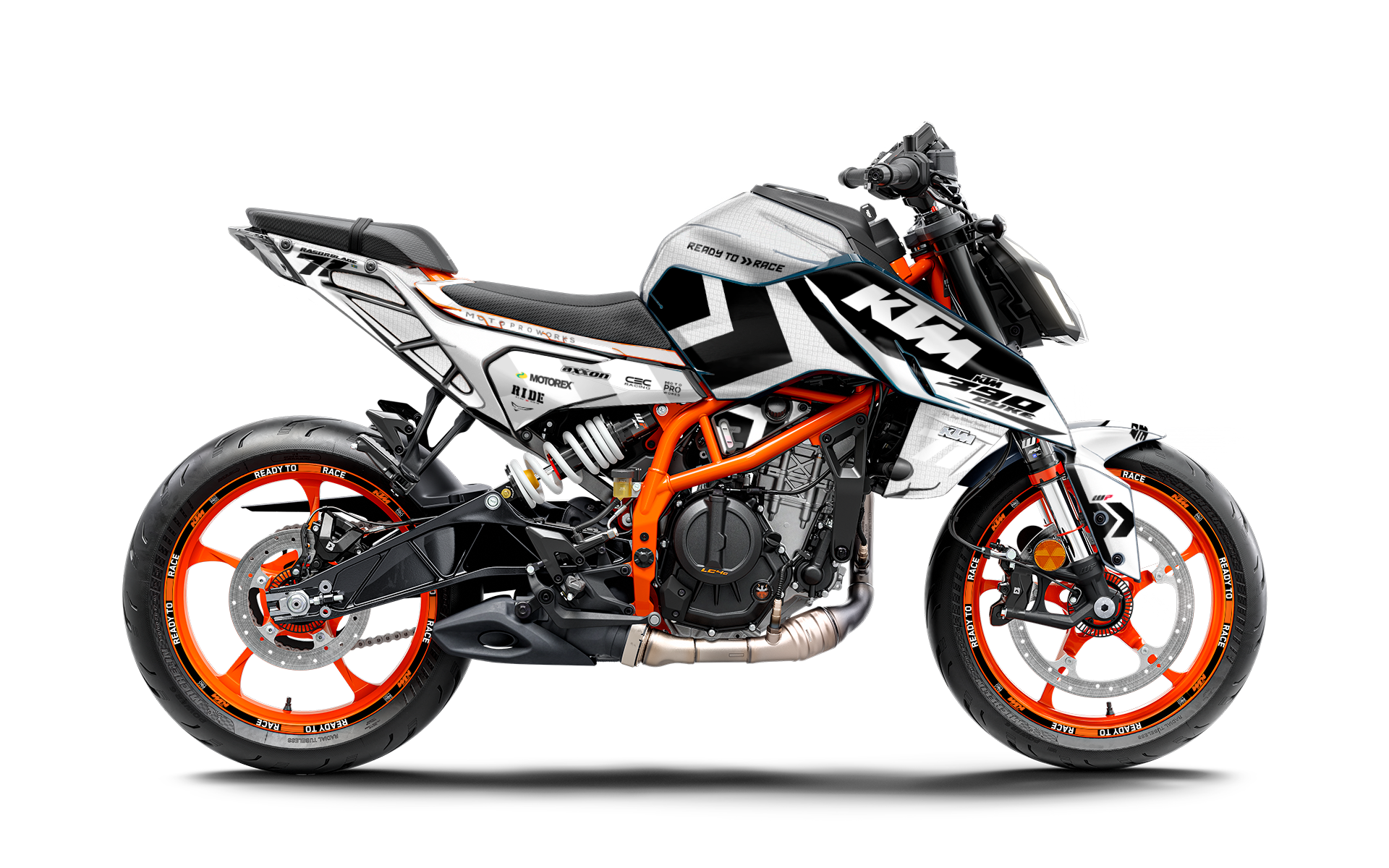 KTM 390 Duke 2024-2025 GRÁFICOS - "Rasorblade" (Branco)