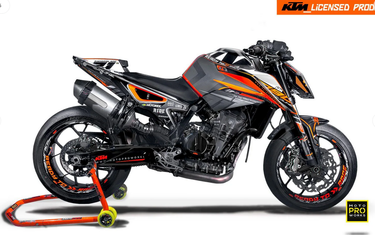 *OUTLET!* KTM 790 Duke 2025-2026 GRAPHICS - "Rasorblade" (Black/Orange) - GLOSSY - Ref.33997