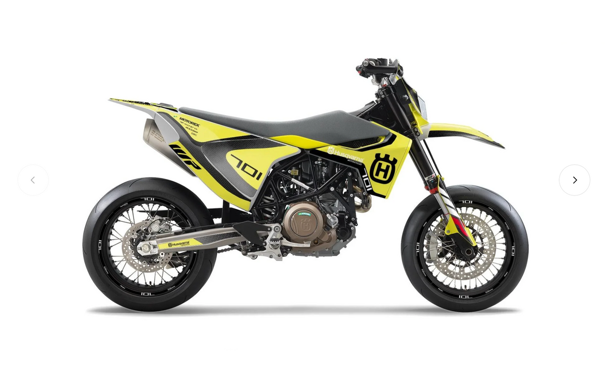 *OUTLET!* GRAFICHE Husqvarna 701 SM (2018 - 2024) - "RR-Tech" (Giallo) - LUCIDO - Rif.24919