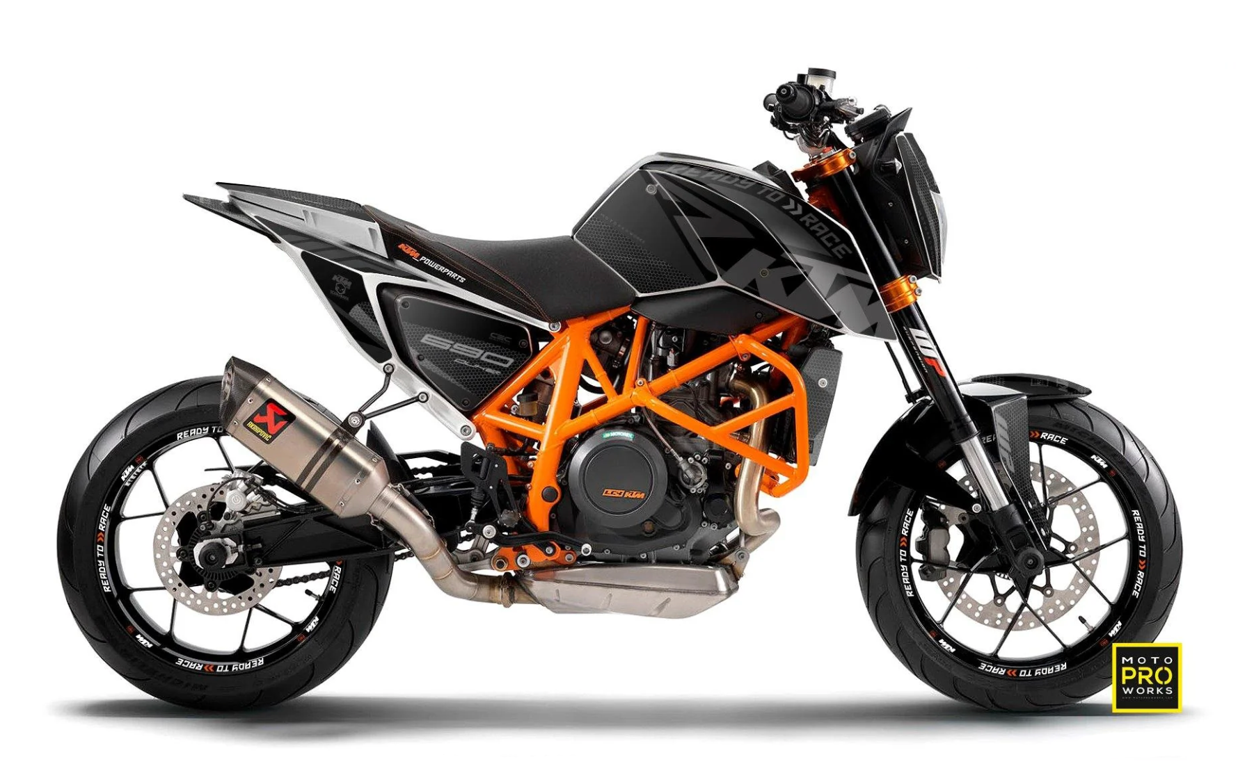 *OUTLET!* KTM 690 Duke GRÁFICOS (2016 - 2018) - "RR-Tech" (Preto) - Brilhante - Ref.16273