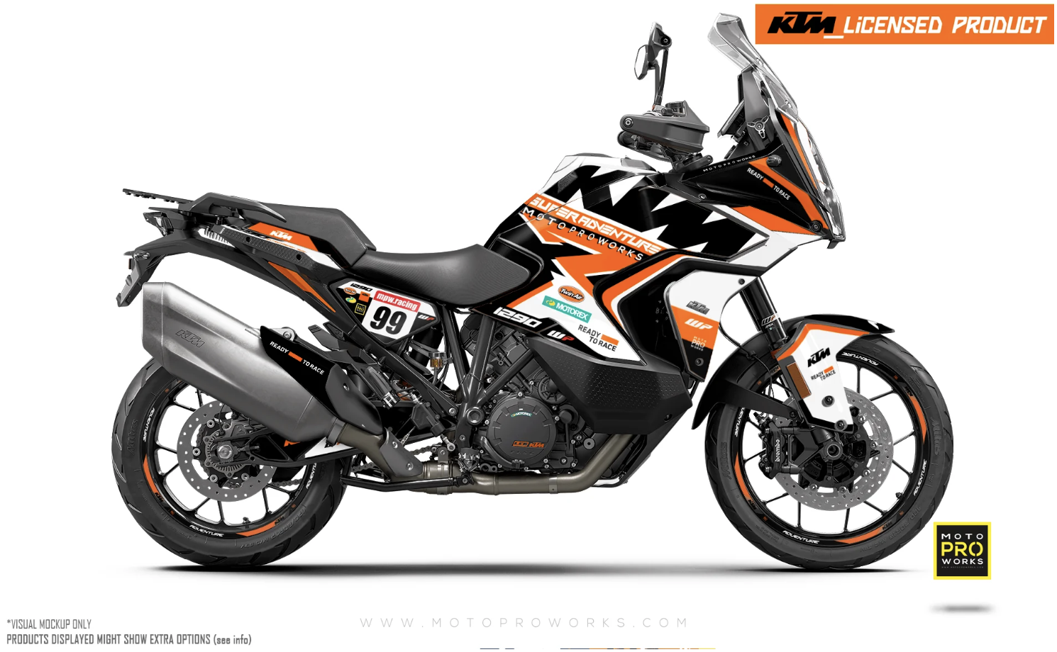 *OUTLET!* KTM 1290 Super Adventure GRAPHICS (2021-2023) - "Atlantic" (White/Black/Orange) - GLOSSY - ref.23496
