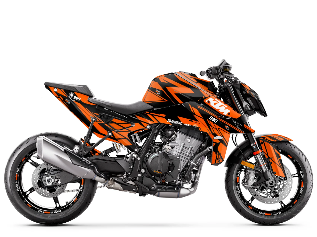 *OUTLET!* KTM 990 Duke 2024-2026 DEKOR - "Pulse" (Schwarz/Orange) - GLÄNZEND - Ref.27741