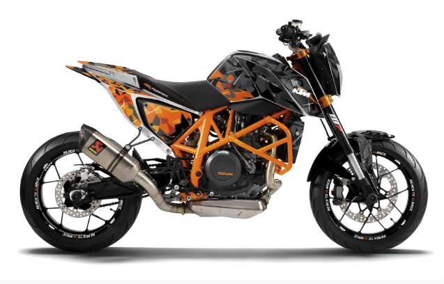 *OUTLET!* KTM 690 Duke 2012-2015 DEKOR - "Flake" (Schwarz/Orange) - SILBER CHROM/MATT - Ref.32246