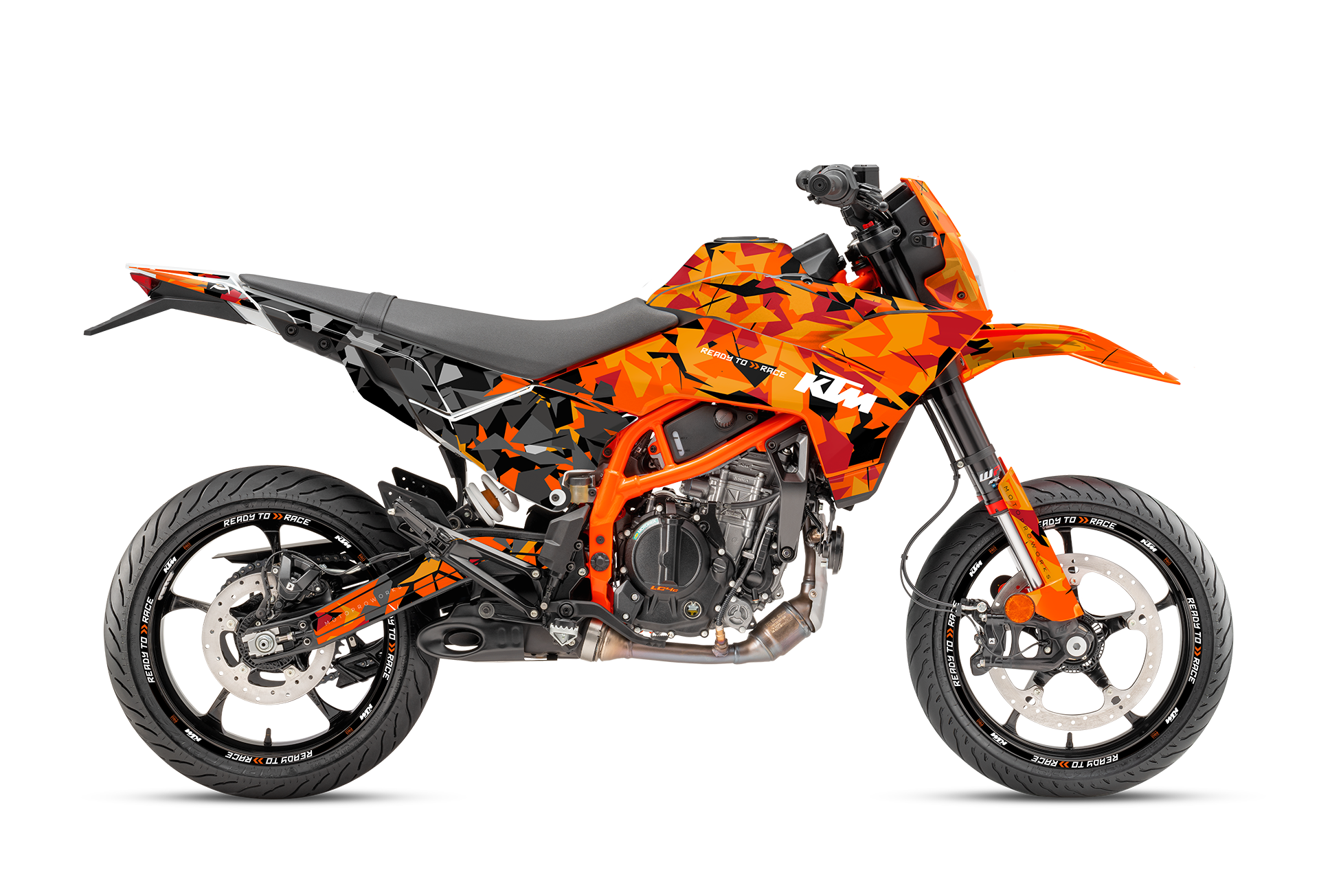 KTM 125 SMC-R Graphics – Flake Orange-Black | By MotoProWorks