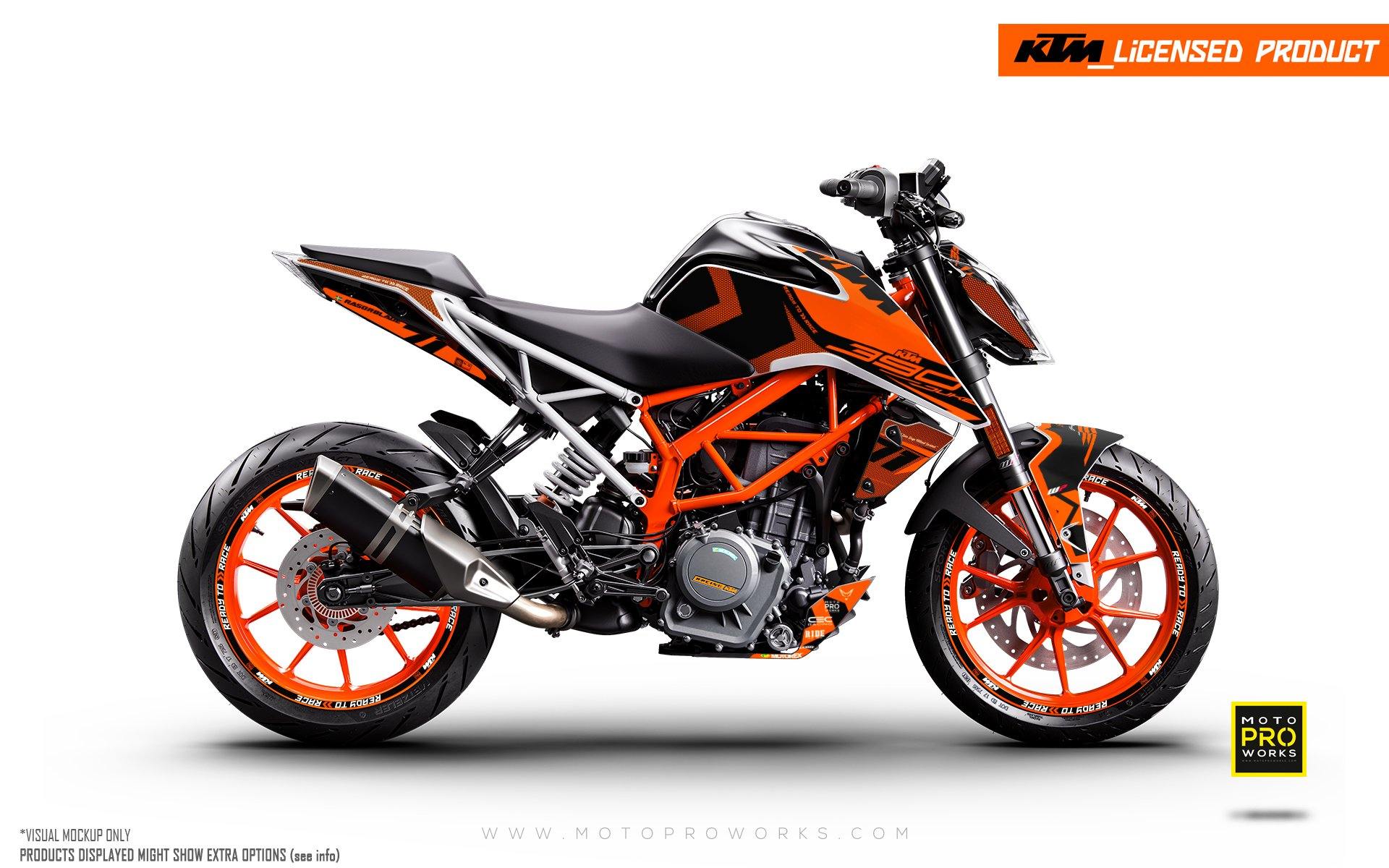 KTM 125/200/250/390 Duke GRAPHIC KIT - "Rasorblade" (Orange) - MotoProWorks | Decals and Bike Graphic kit