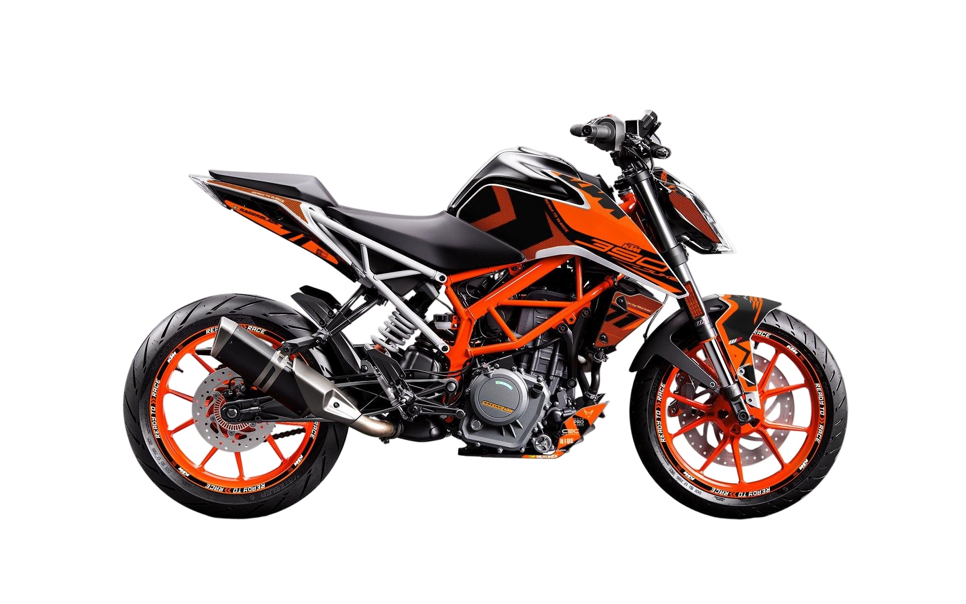KTM 125/200/250/390 Duke GRAPHIC KIT - "Rasorblade" (Orange) - MotoProWorks | Decals and Bike Graphic kit