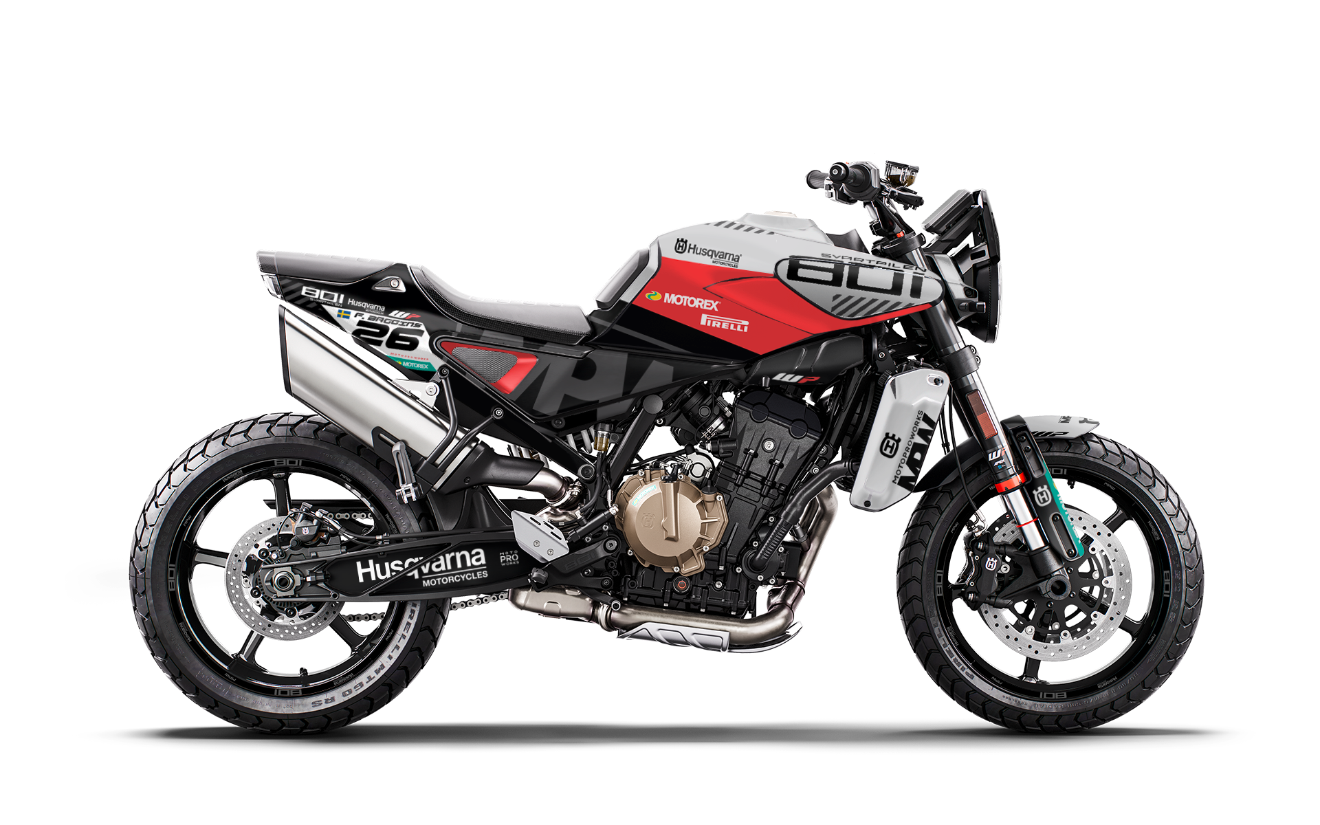 Husqvarna 801 Svartpilen GRÁFICOS - "P1" (Preto/Vermelho)