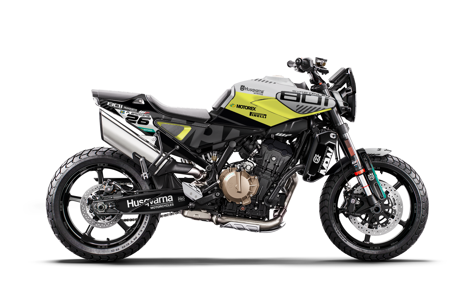 Husqvarna 801 Svartpilen GRÁFICOS - "P1" (Preto/Amarelo)