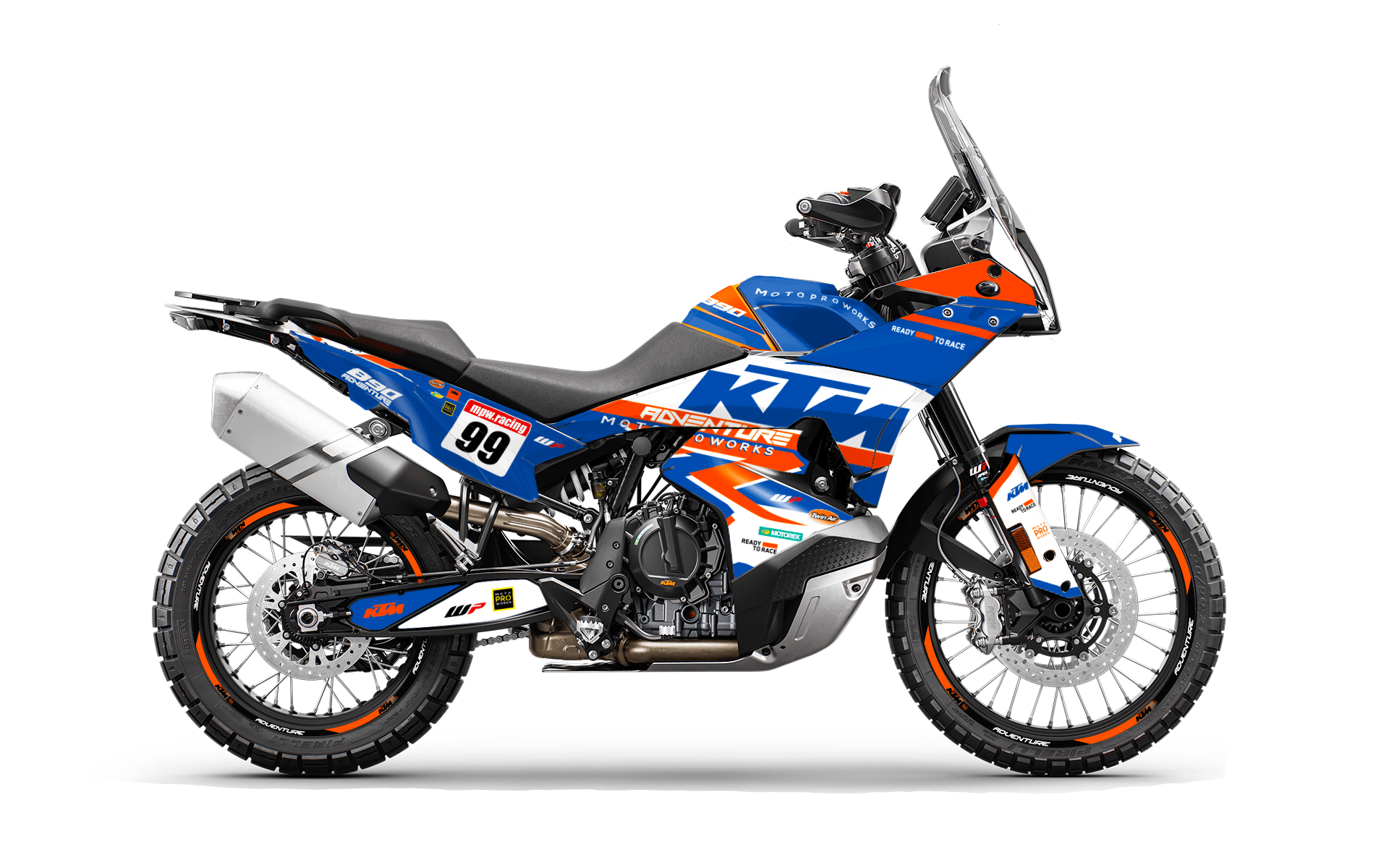 KTM 790/890 Adventure R/S 2023 GRAPHICS - "Atlantic" (White/Blue/Orange) - MotoProWorks