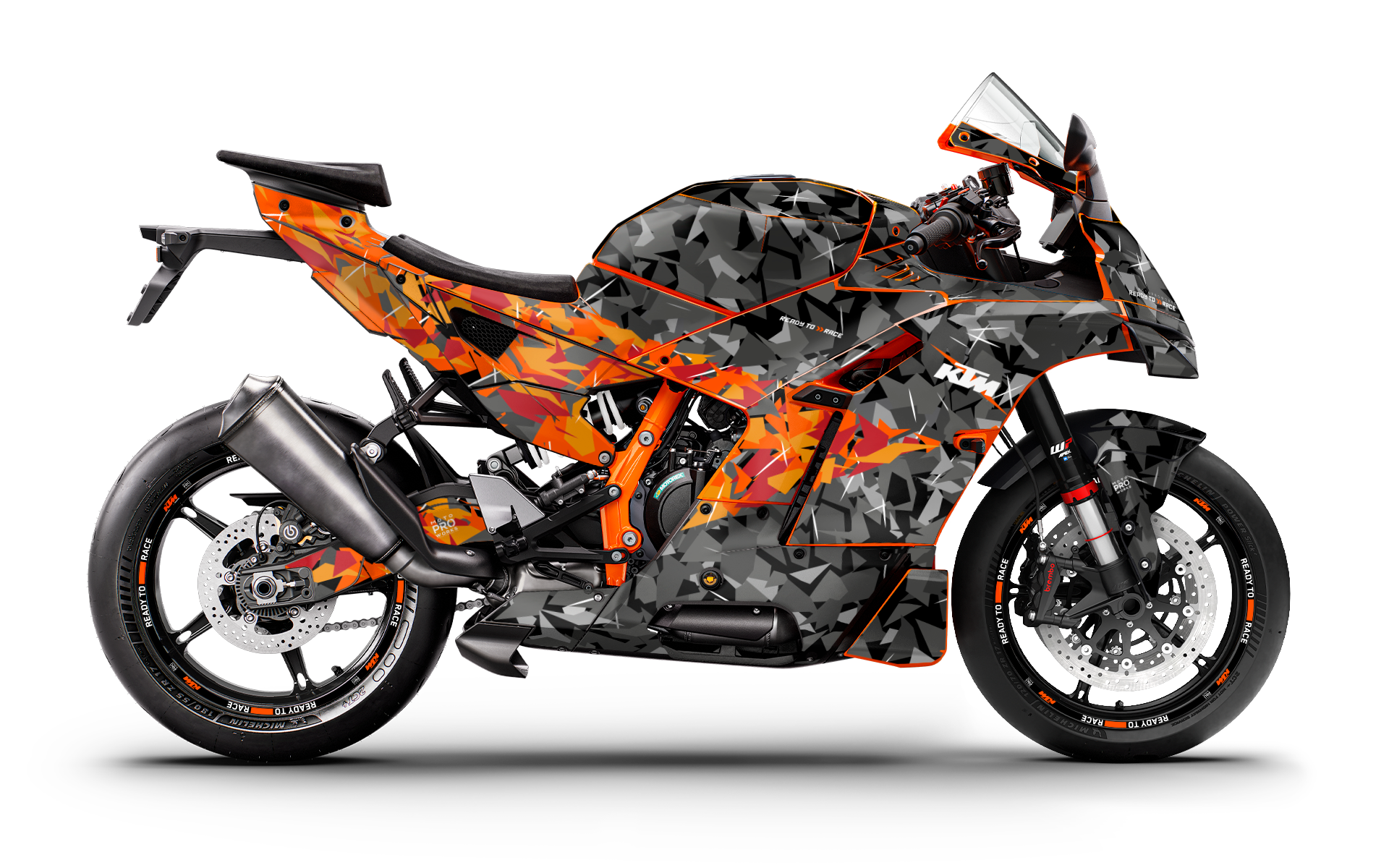 KTM 990 RC R GRAPHICS - "Flake" (Black/Orange)