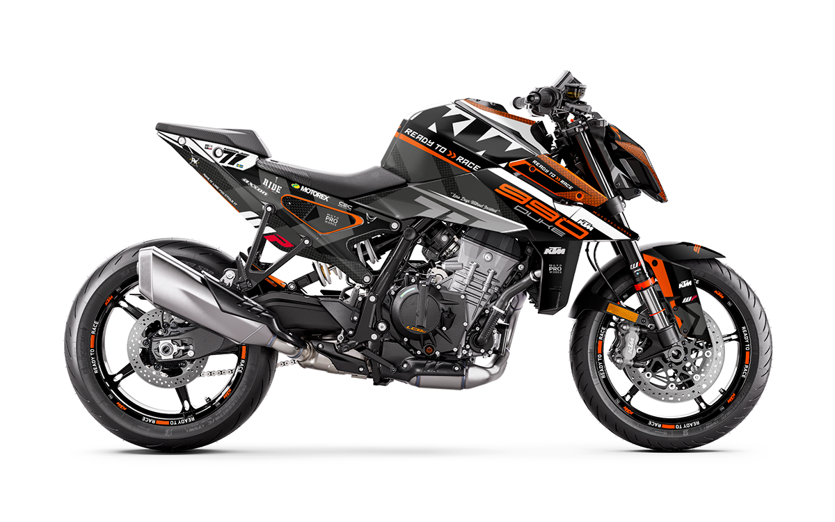 *UDSALG!* KTM 990 DUKE 2024-2026 DEKOR - "Rasorblade" (Sort/Orange) - BLANK - Ref.31903