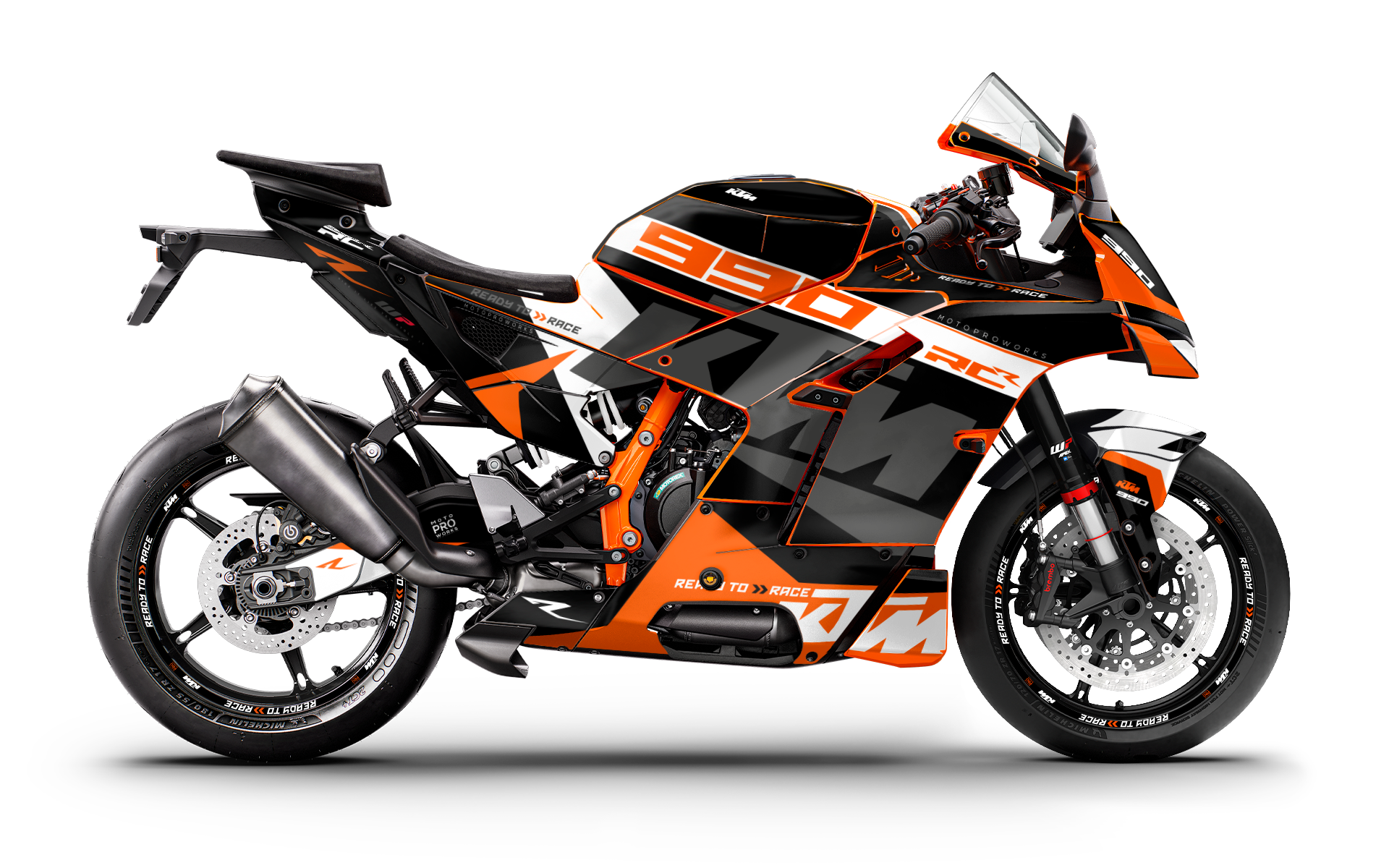 KTM 990 RC R GRAPHICS - "Torque" (White/Black/Orange)