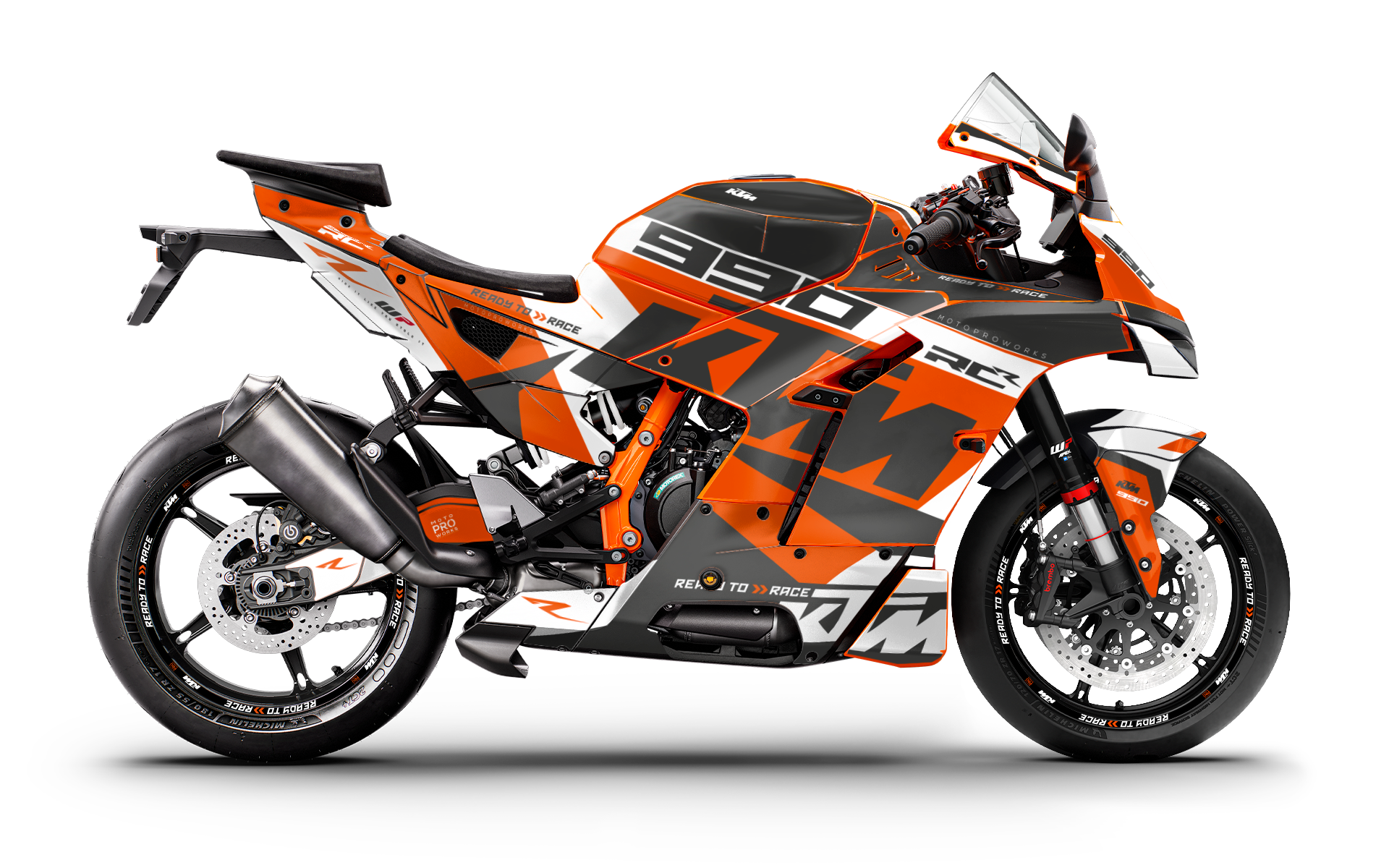 KTM 990 RC R GRAPHICS - "Torque" (White/Orange)