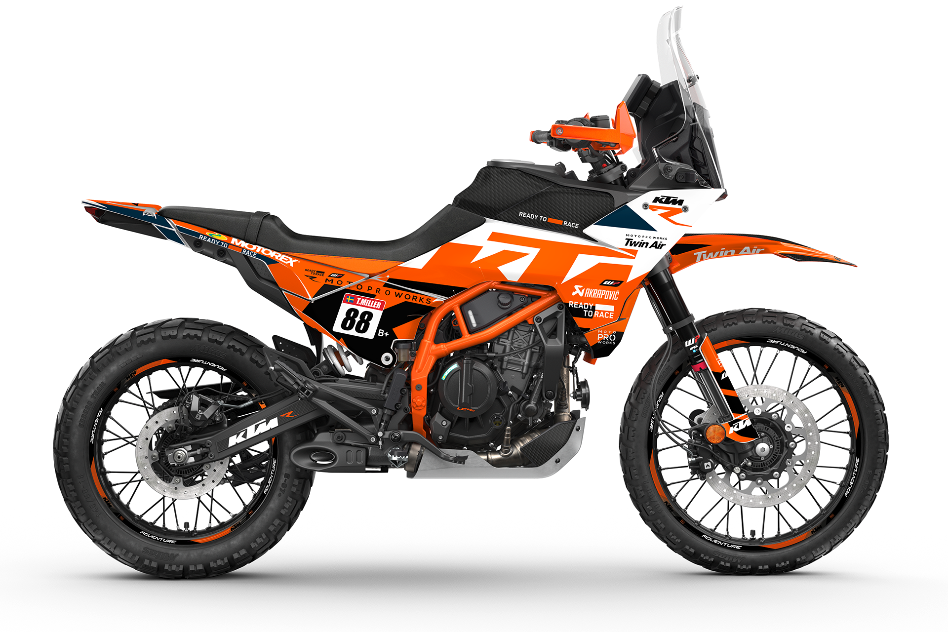 KTM 390 Adventure R / X GRAPHICS - "Nomadic" (White/Blue/Orange)