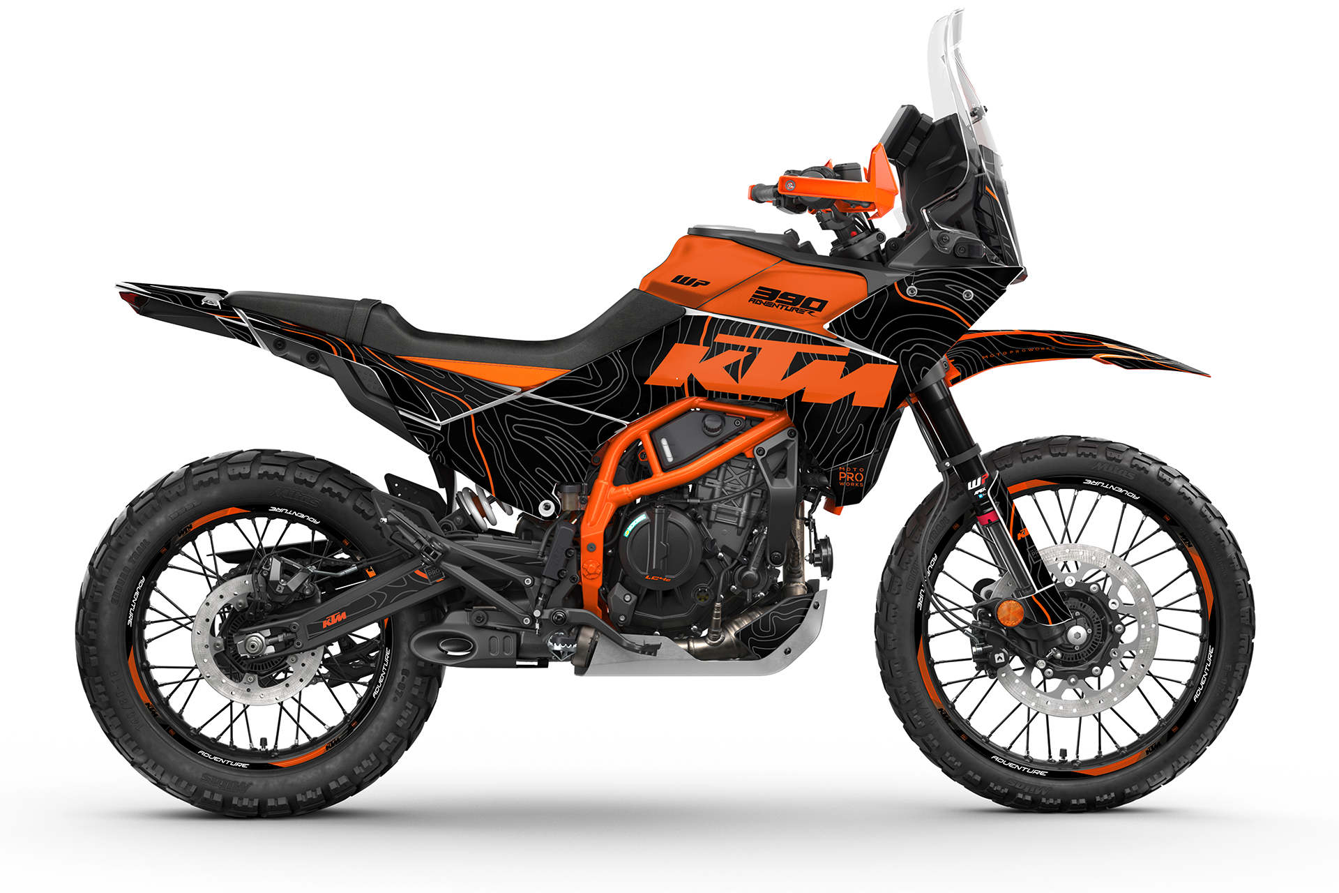 KTM 390 Adventure R / X GRAPHICS - "Topography" (Black/Orange)