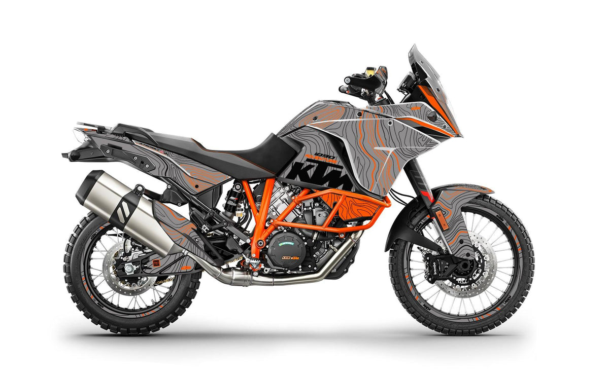 KTM 1090 Adventure GRAPHICS - "TOPOGRAPHY" (Grey/Orange) - MotoProWorks