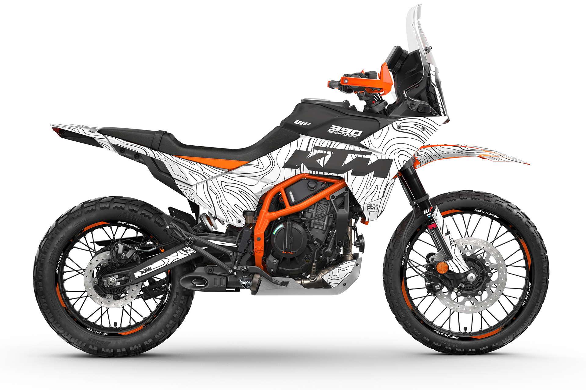KTM 390 Adventure R / X GRAPHICS - "Topography" (White)