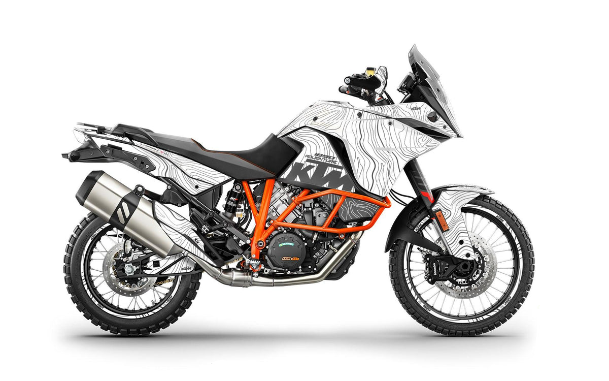 KTM 1090 Adventure GRAPHICS - "TOPOGRAPHY" (White) - MotoProWorks