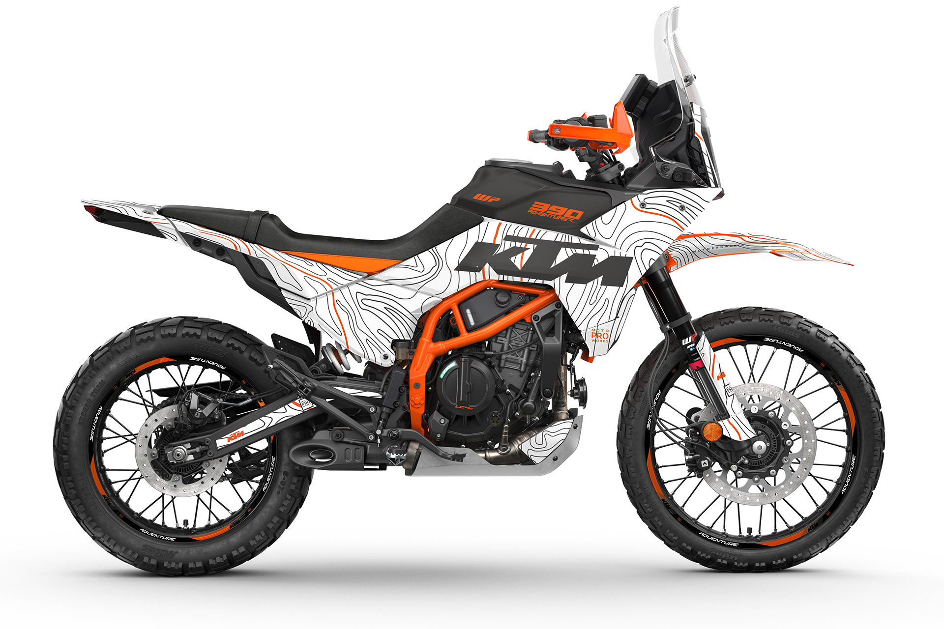 KTM 390 Adventure R / X GRAPHICS - "Topography" (White/Orange)
