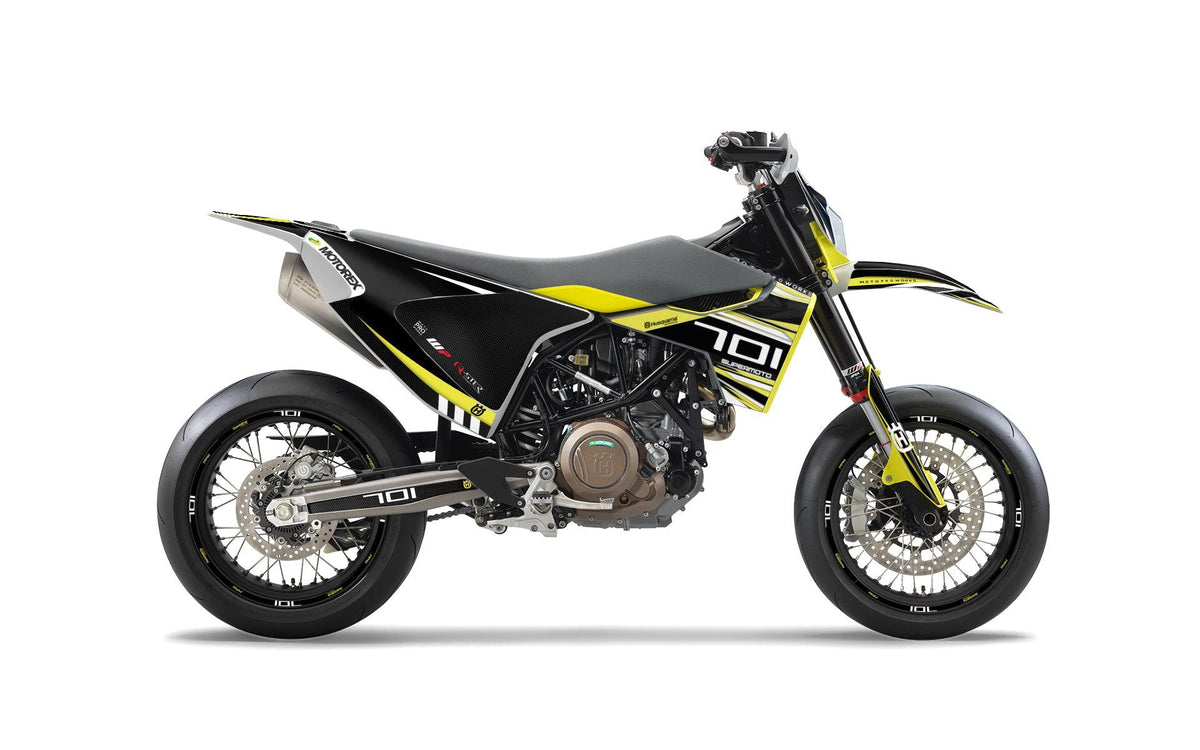 Husqvarna 701 Enduro Graphics - "Vortex" (Black/Yellow) - MotoProWorks