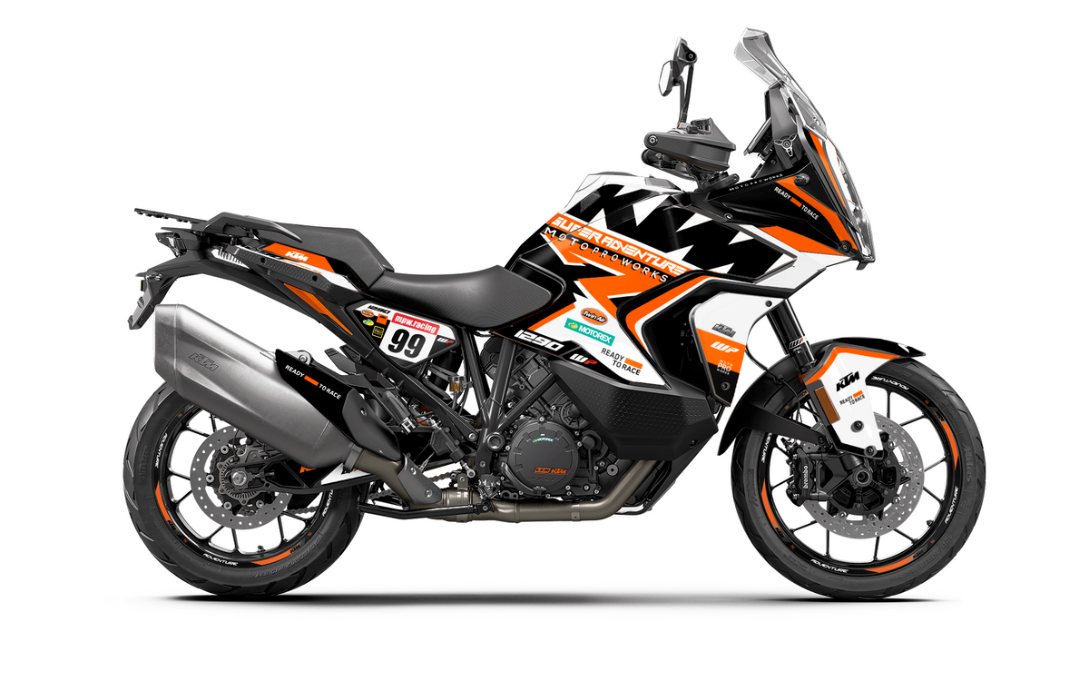 KTM 1290 Super Adventure GRAPHICS - "Atlantic" (White/Black/Orange) - MotoProWorks