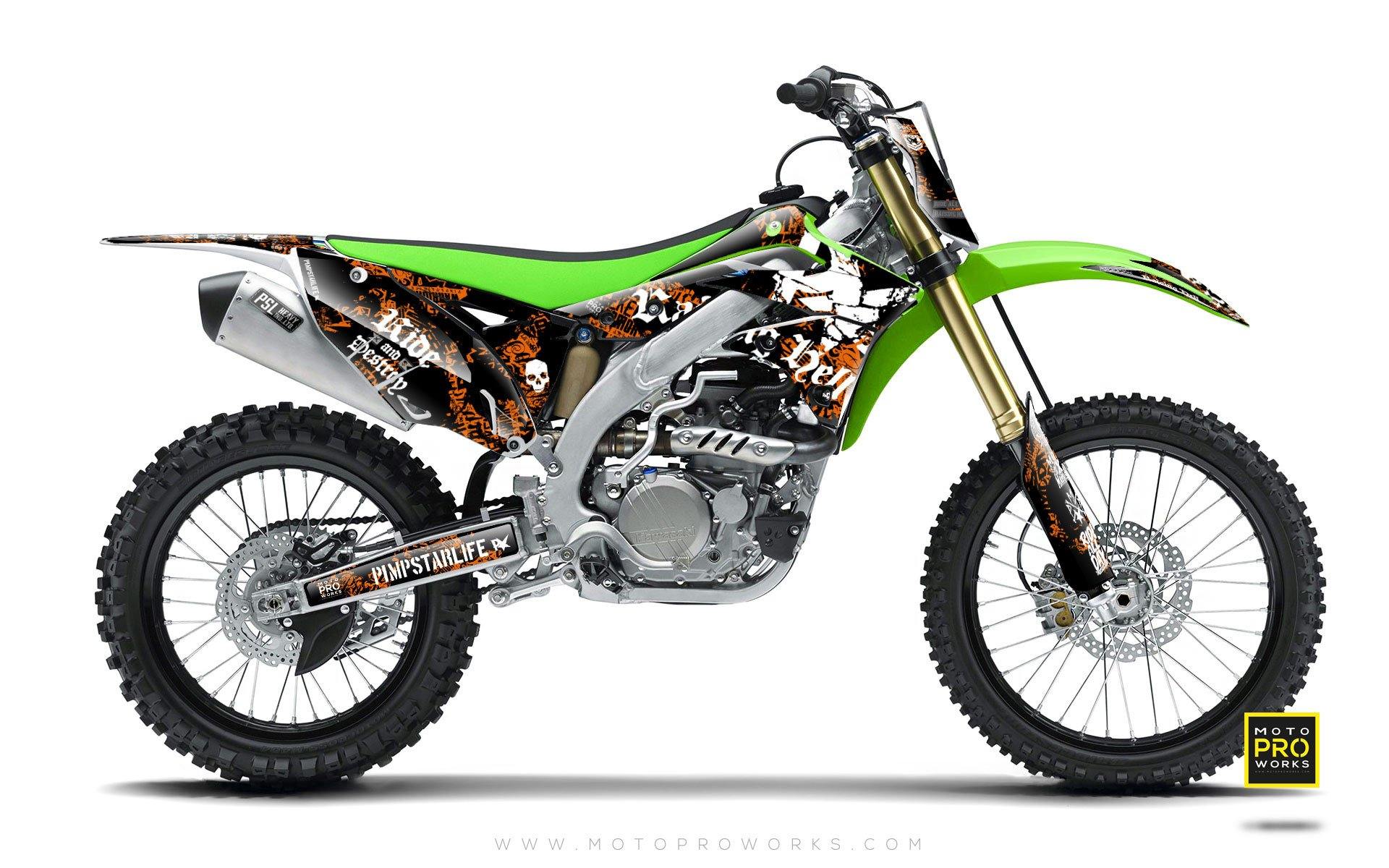 Kawasaki GRAPHIC KIT - "Raising Hell" (orange) - MotoProWorks | Decals and Bike Graphic kit