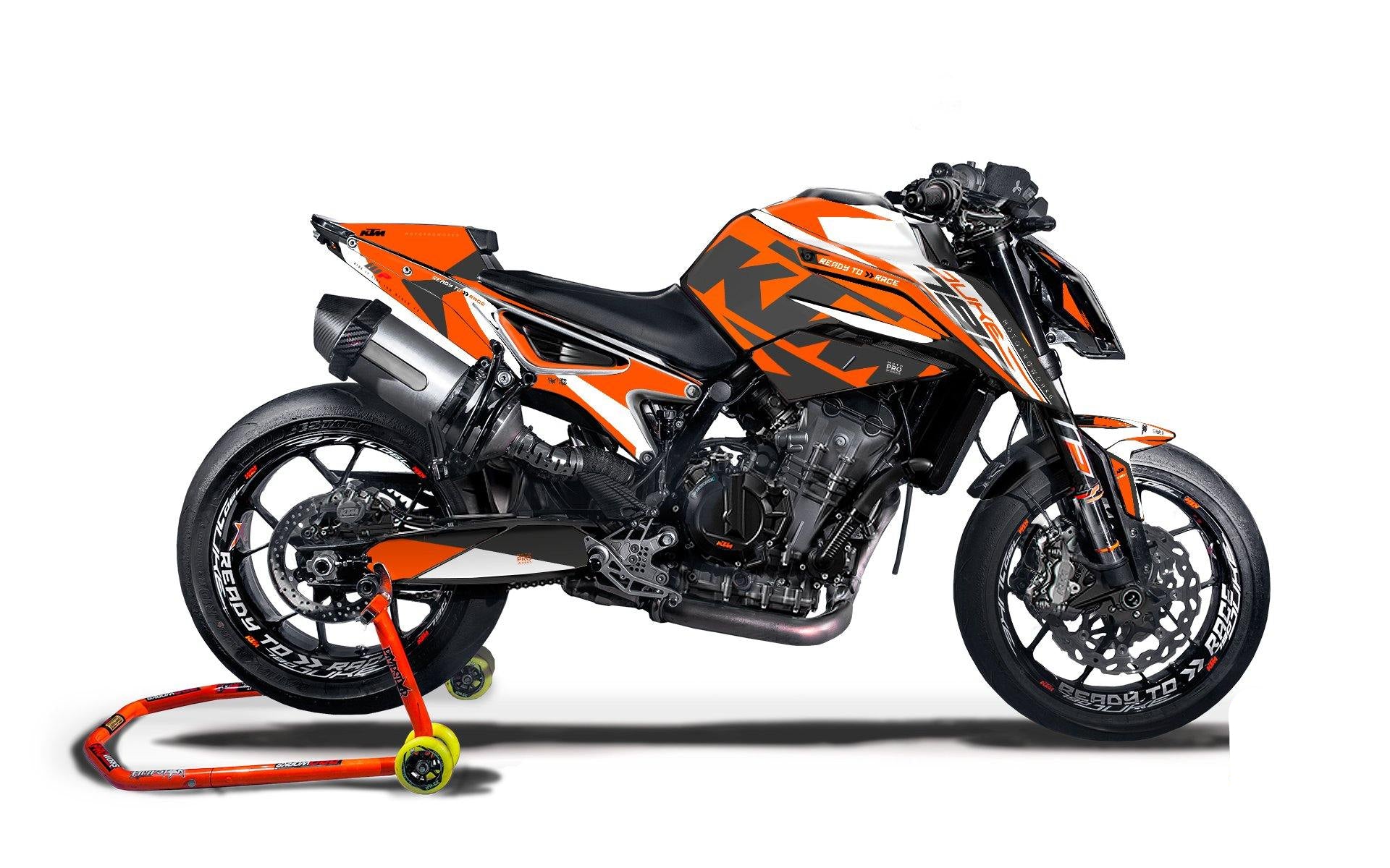 KTM 790 Duke GRAPHIC KIT - "Torque" (Orange/White) - MotoProWorks | Decals and Bike Graphic kit