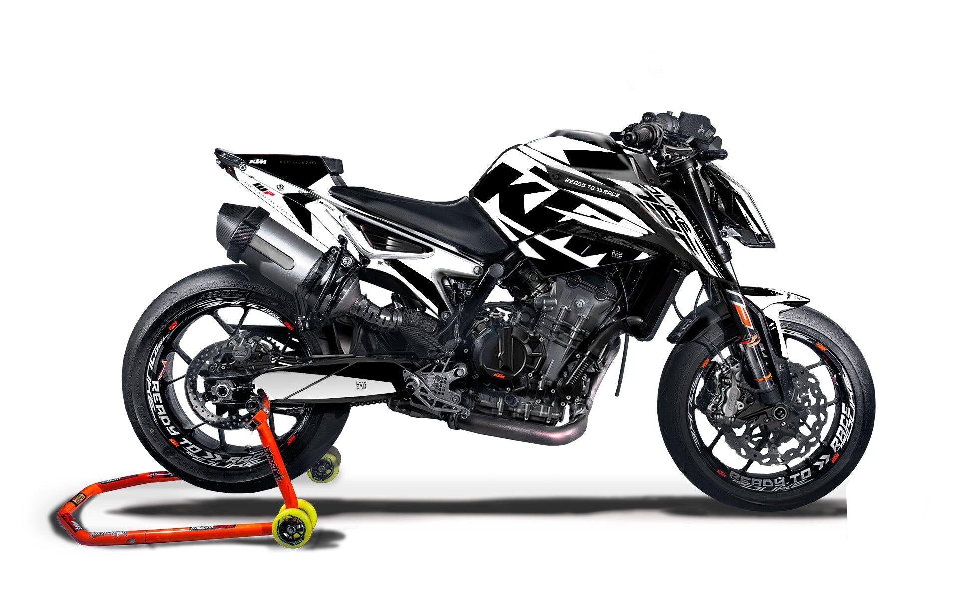 KTM 790 Duke GRAPHIC KIT - "Torque" (White/Black) - MotoProWorks | Decals and Bike Graphic kit