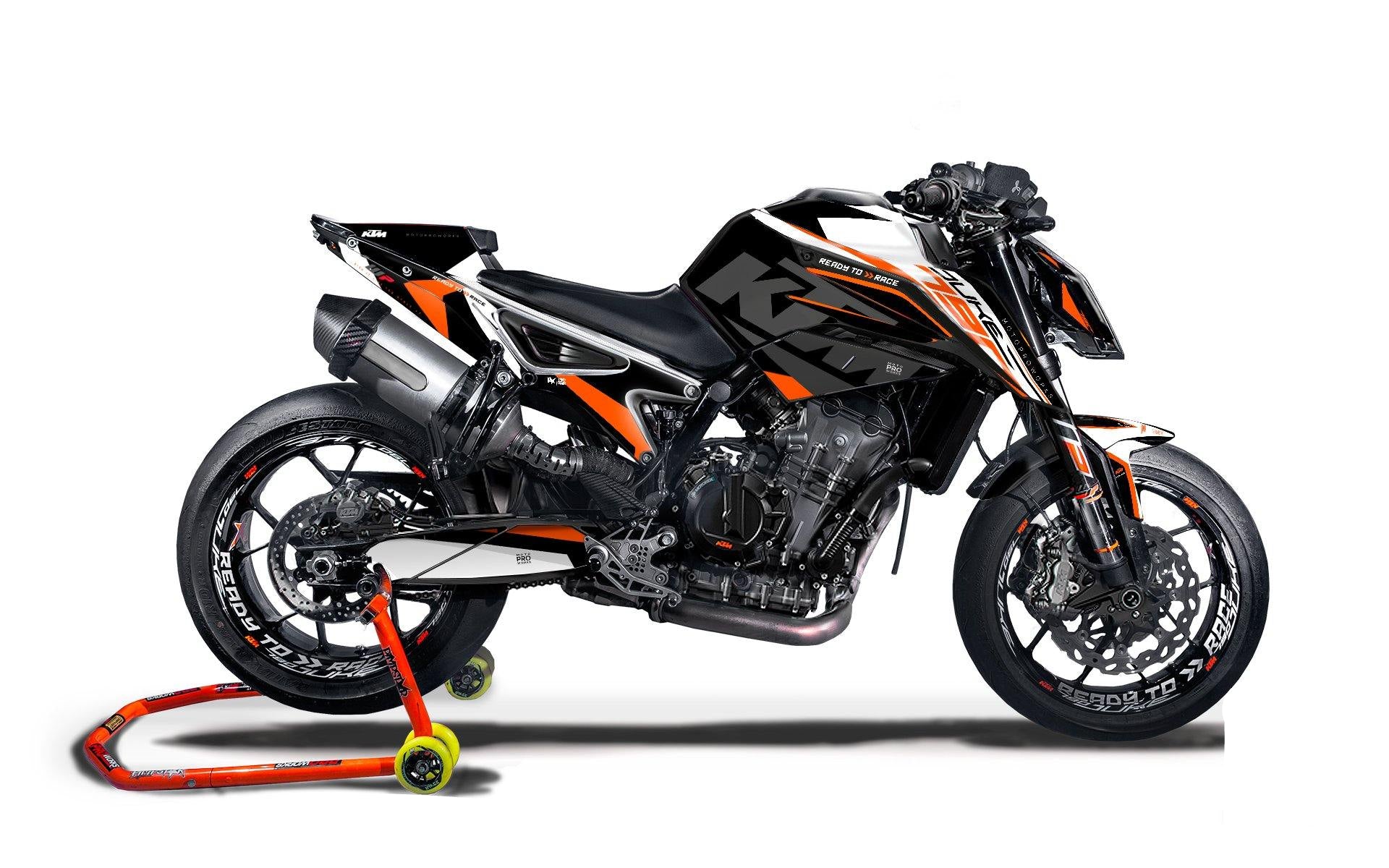 KTM 790 Duke GRAPHIC KIT - "Torque" (White/Black/Orange) - MotoProWorks | Decals and Bike Graphic kit