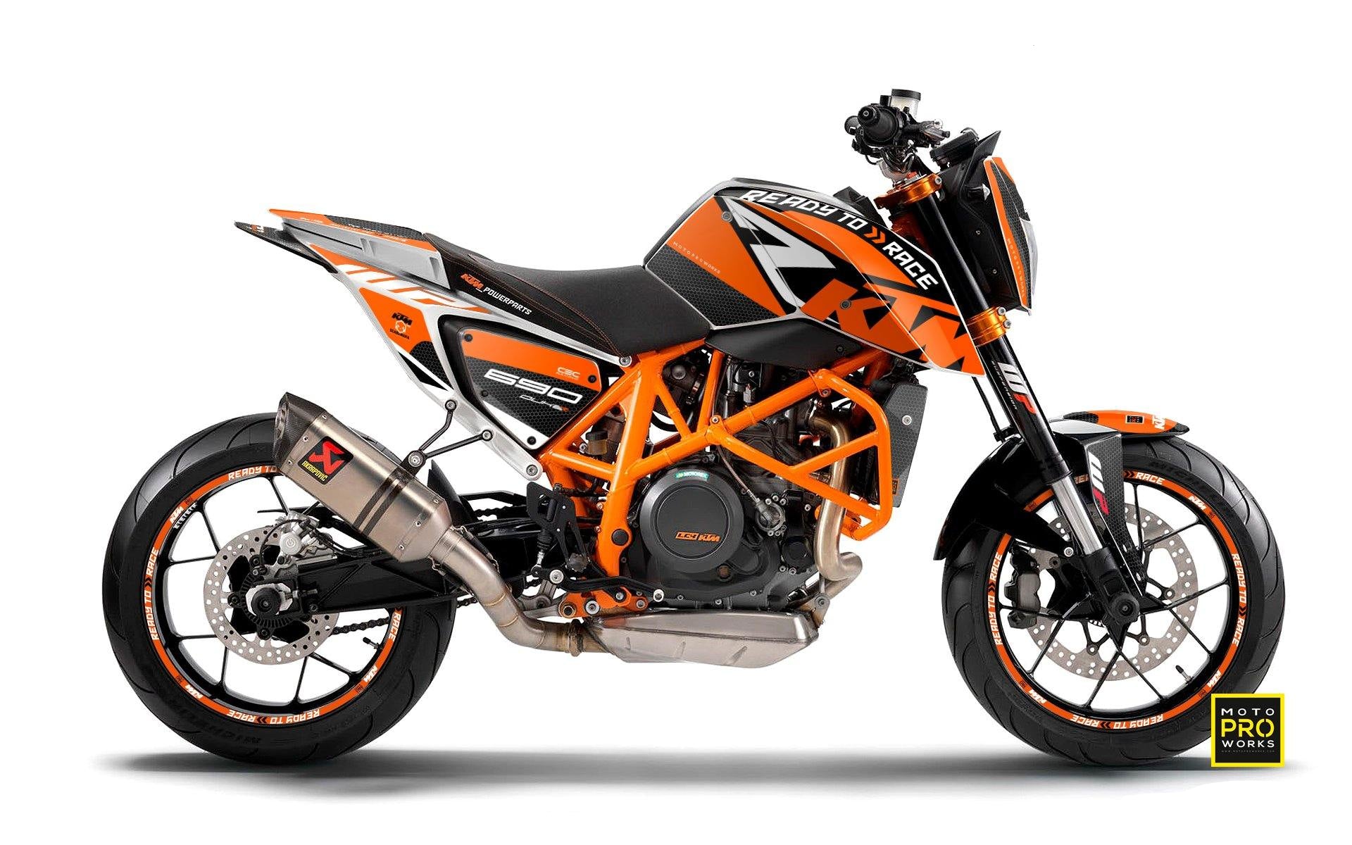 KTM 690 Duke GRAPHIC KIT - "RR-Tech" (Orange) - MotoProWorks | Decals and Bike Graphic kit