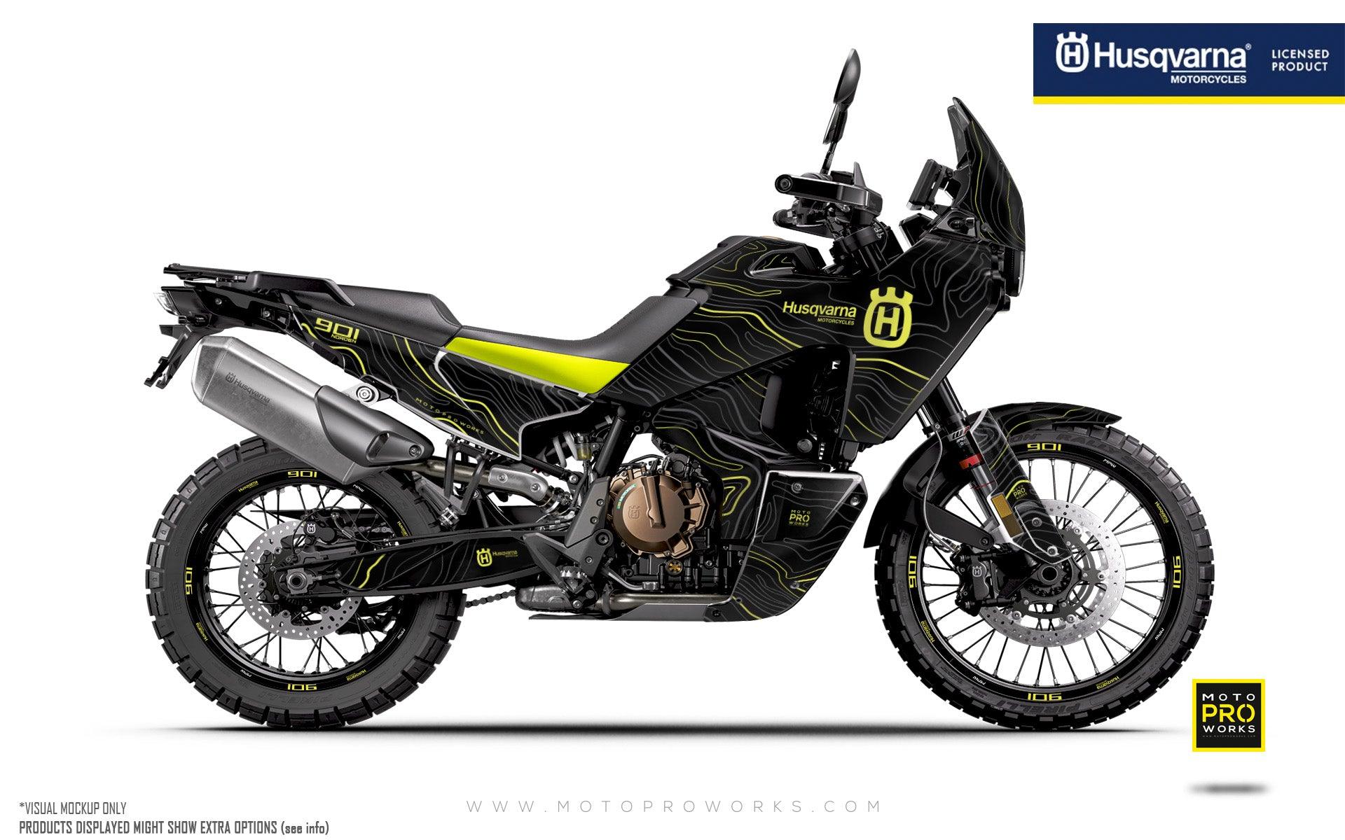 HUSQVARNA Norden 901 GRAPHICS - "Topography" (Black/Yellow) - MotoProWorks