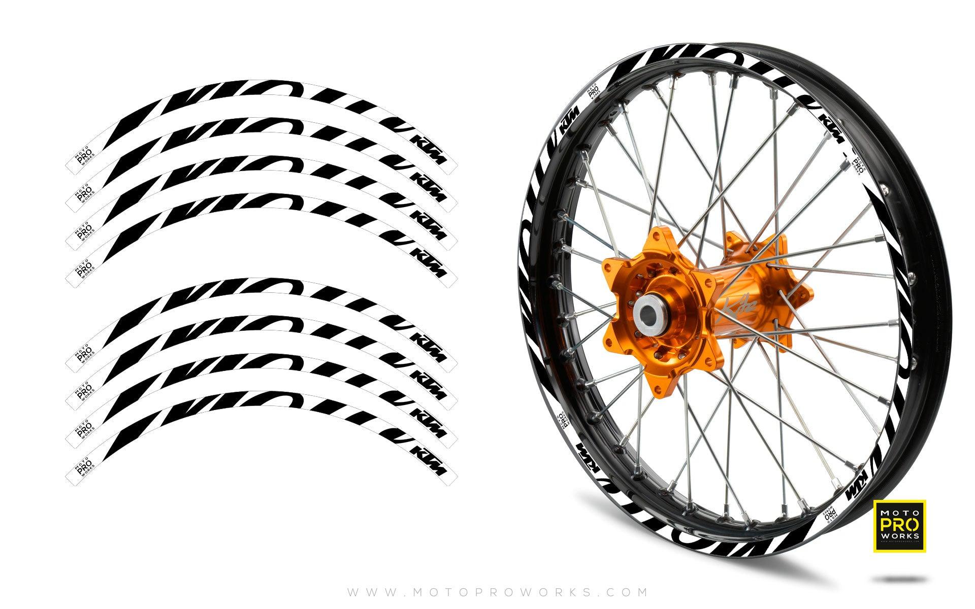 Rim Stripes - KTM "Script" (White) - MotoProWorks