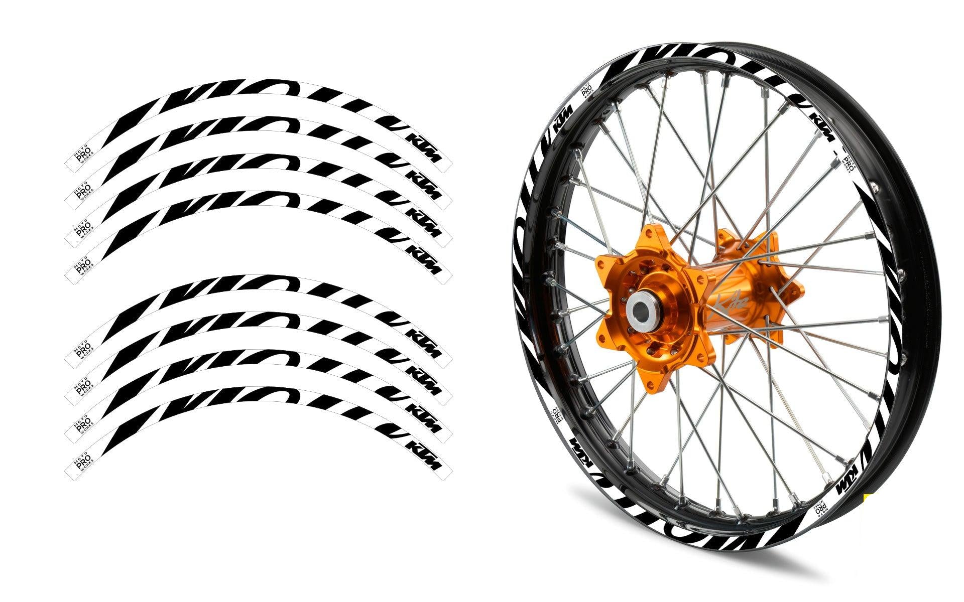 Rim Stripes - KTM "Script" (White) - MotoProWorks