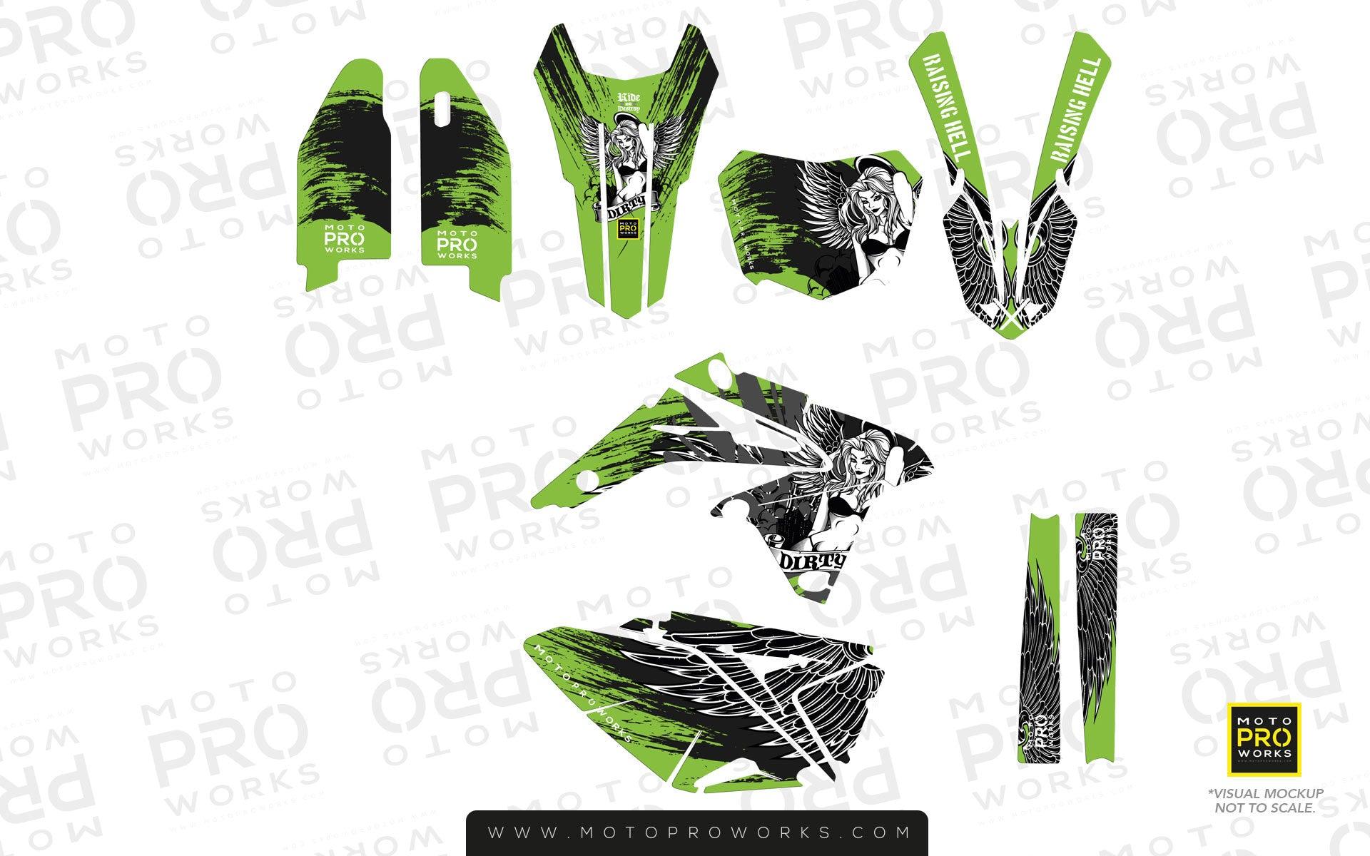 Suzuki GRAPHIC KIT - "Dirty Angel" (green) - MotoProWorks | Decals and Bike Graphic kit