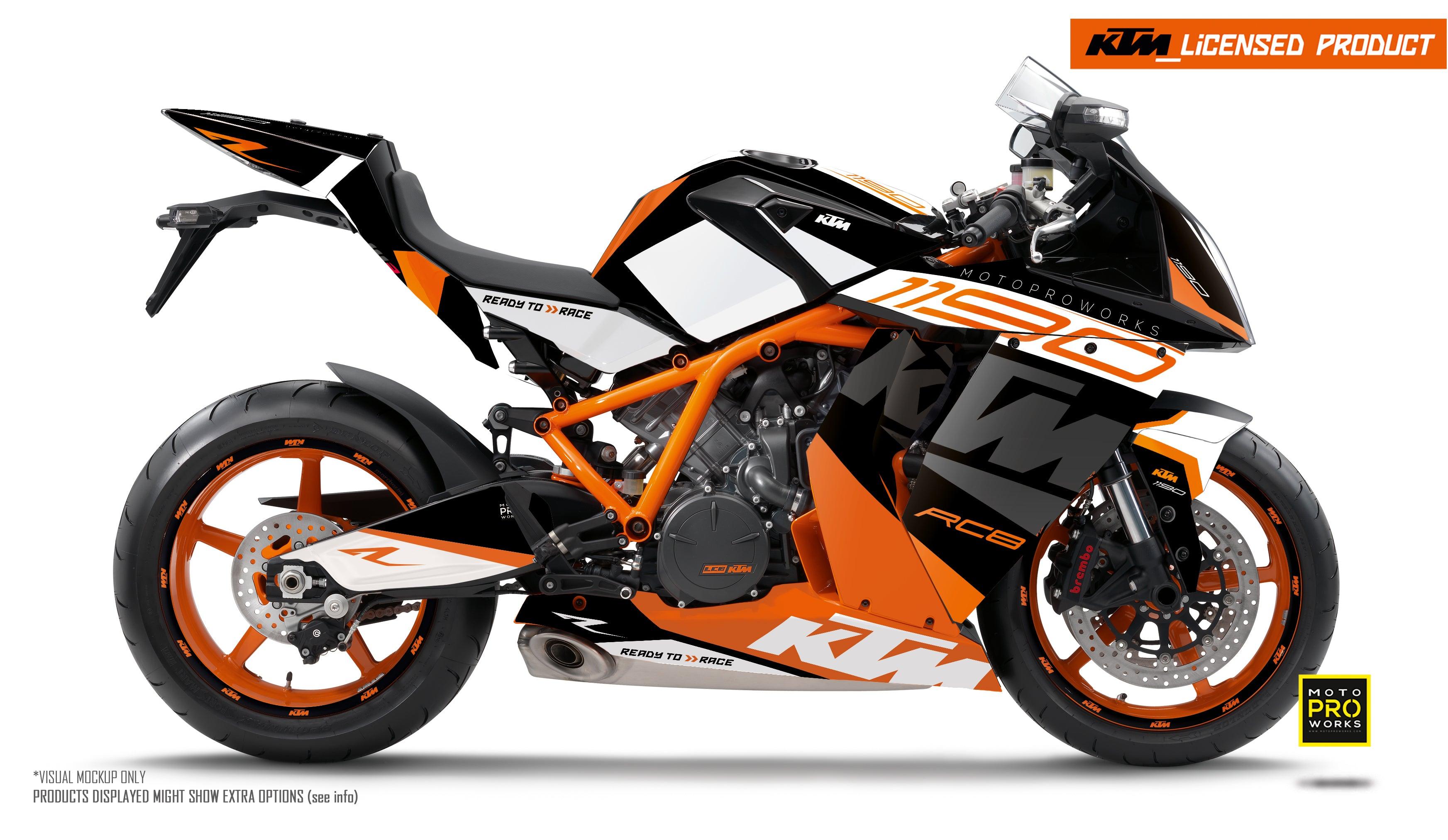 KTM RC8 1190 2011 2015 GRAPHICS Torque White Black Orange MotoProWorks