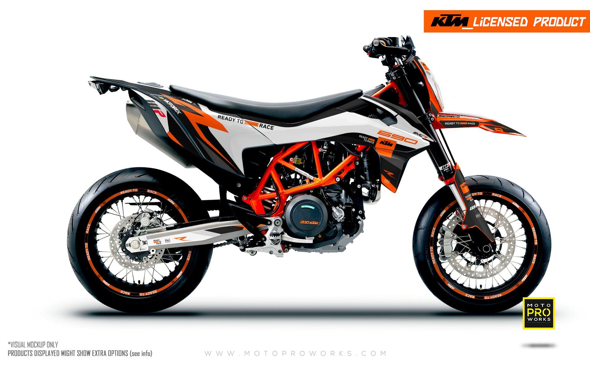 KTM GRAPHICS - 690 SMC-R "Torque Reloaded" (White/Black/Orange) - MotoProWorks