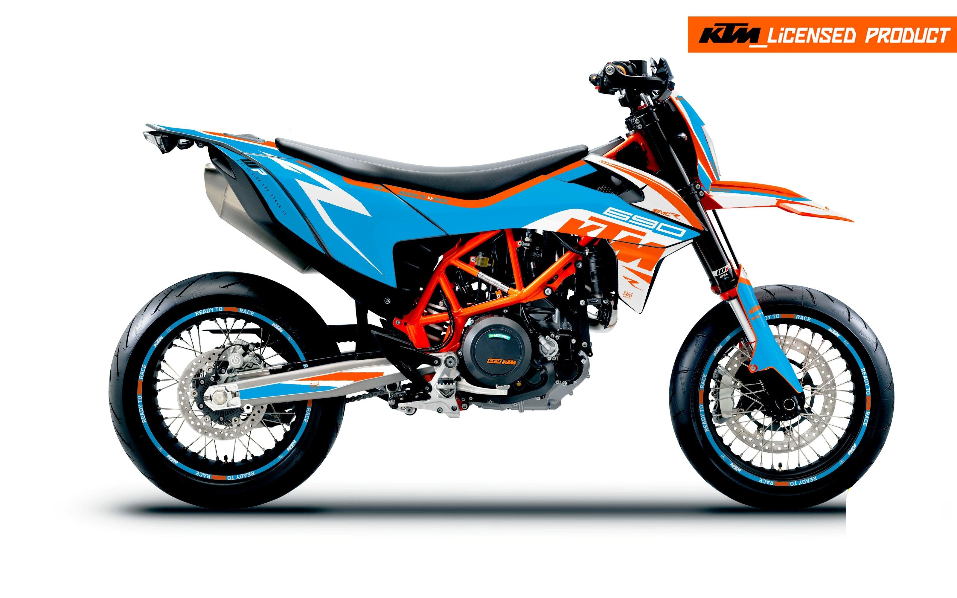 KTM GRAPHICS - 690 SMC-R "Torque" (White/Blue/Orange) - MotoProWorks