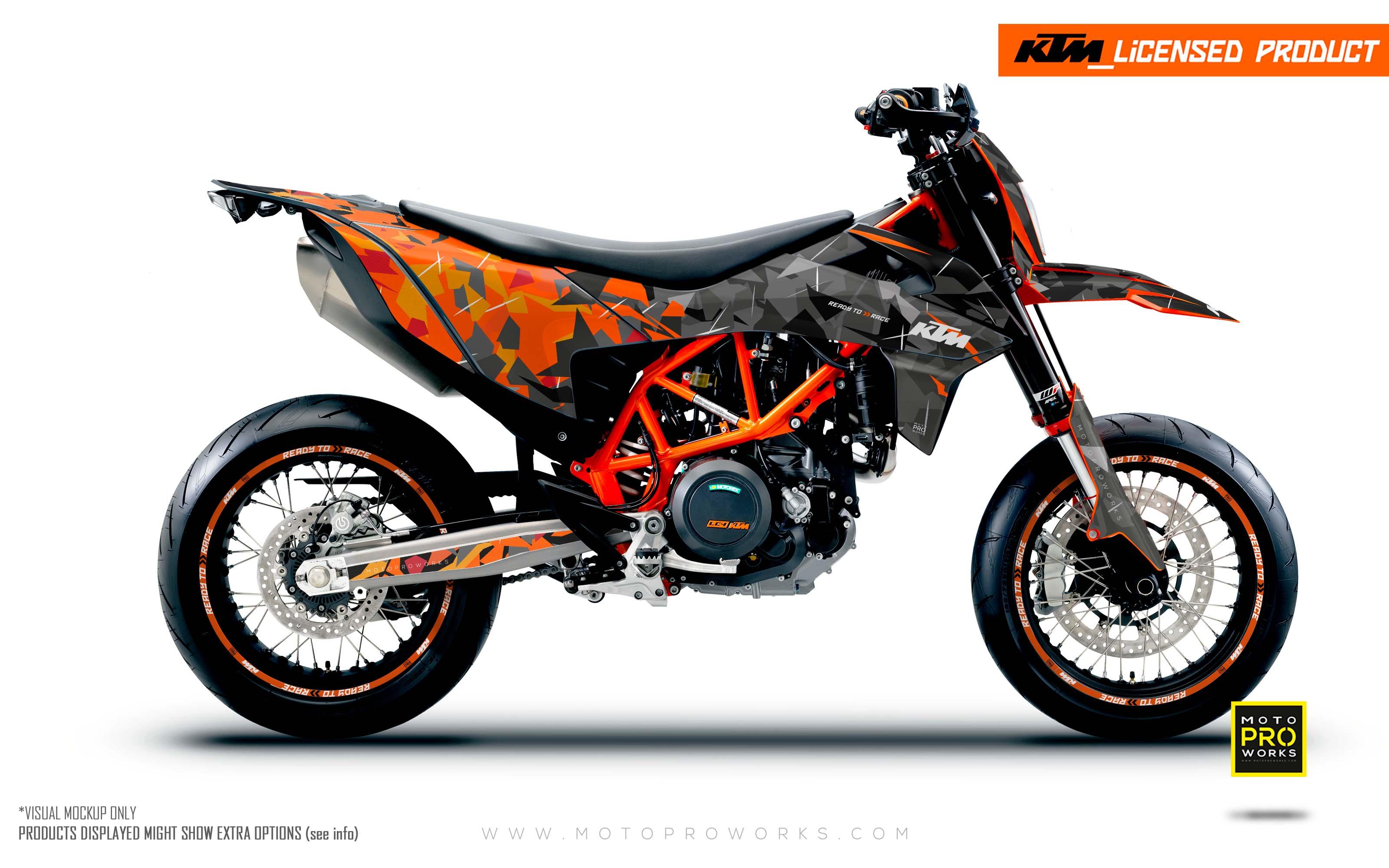 KTM GRAPHICS - 690 SMC-R "Flake" (Black/Orange) - MotoProWorks