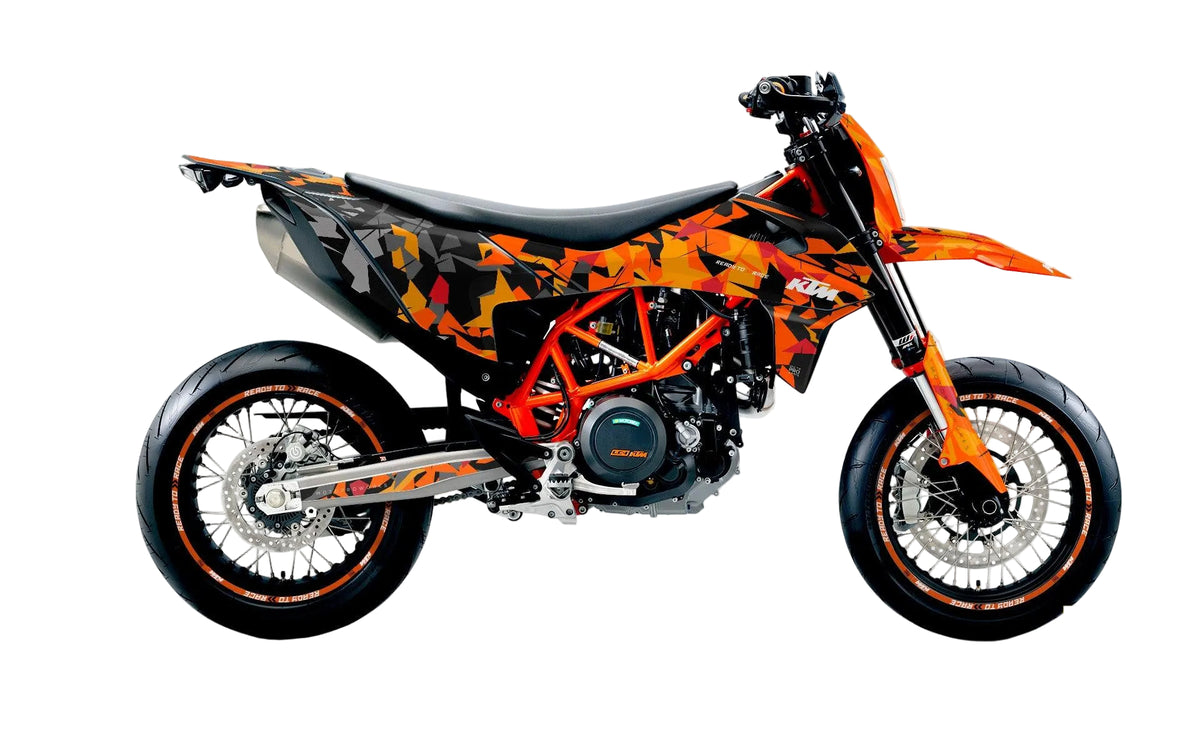 KTM GRAPHICS - 690 SMC-R "Flake" (Orange/Black) - MotoProWorks