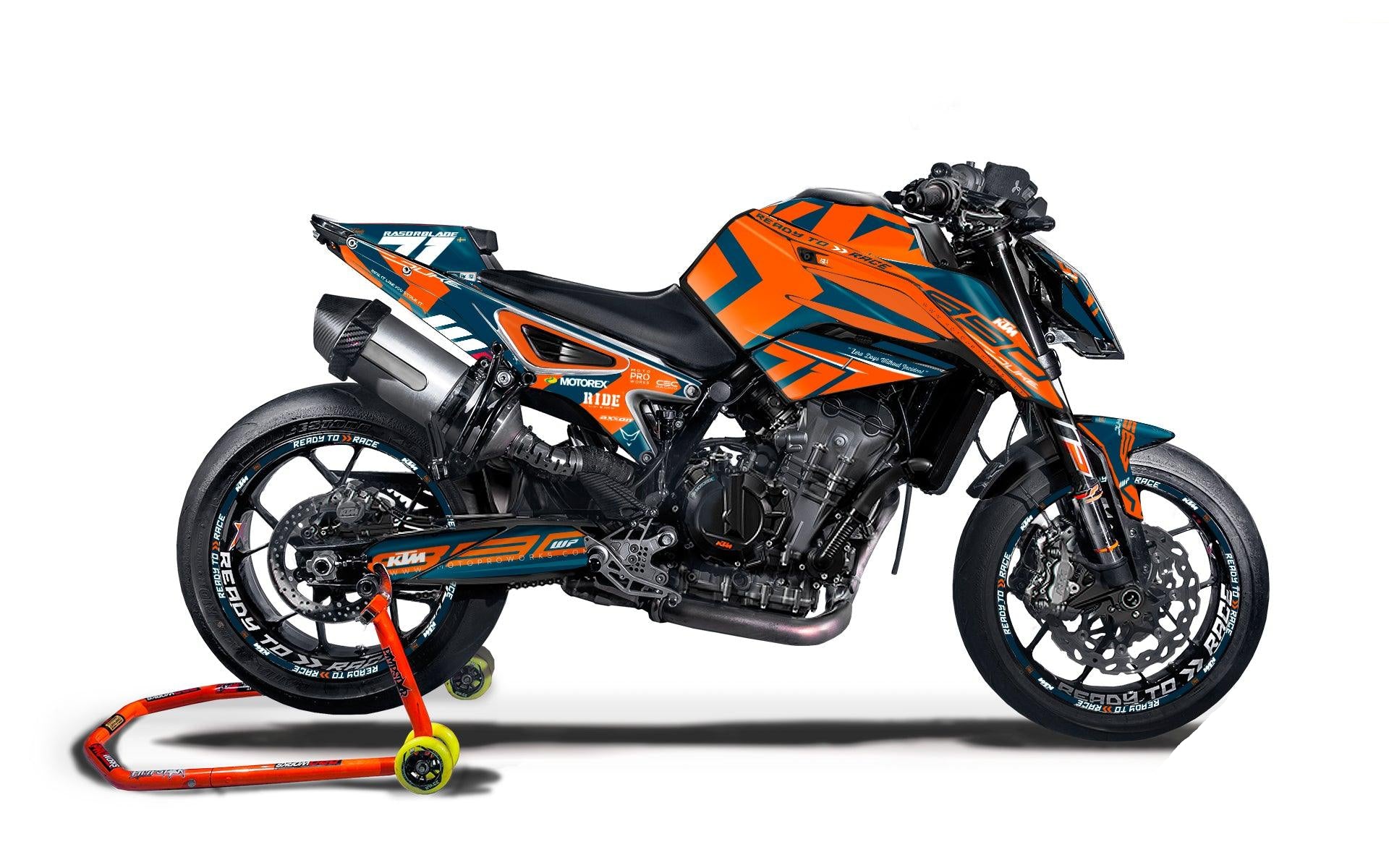 KTM 790/890 Duke GRAPHICS - "Rasorblade" (Blue/Orange) - MotoProWorks