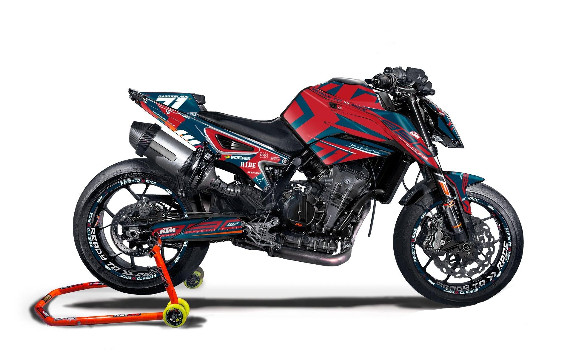 "Rasorblade" (Red/Blue) - MotoProWorks Full Graphics Kit for KTM 790/890 Duke