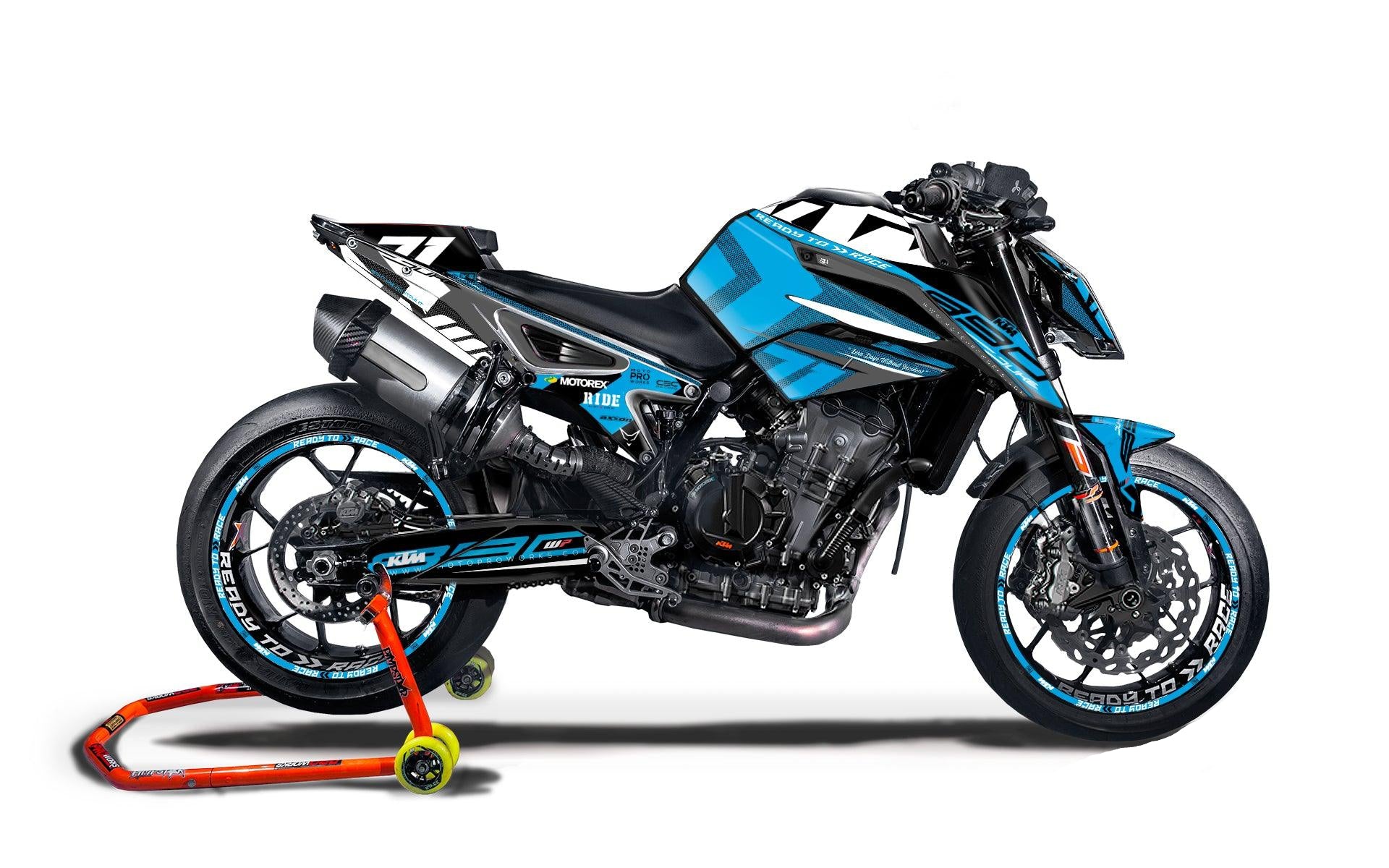 "Rasorblade" (Stealth/Blue) - MotoProWorks Full Graphics Kit for KTM 790/890 Duke