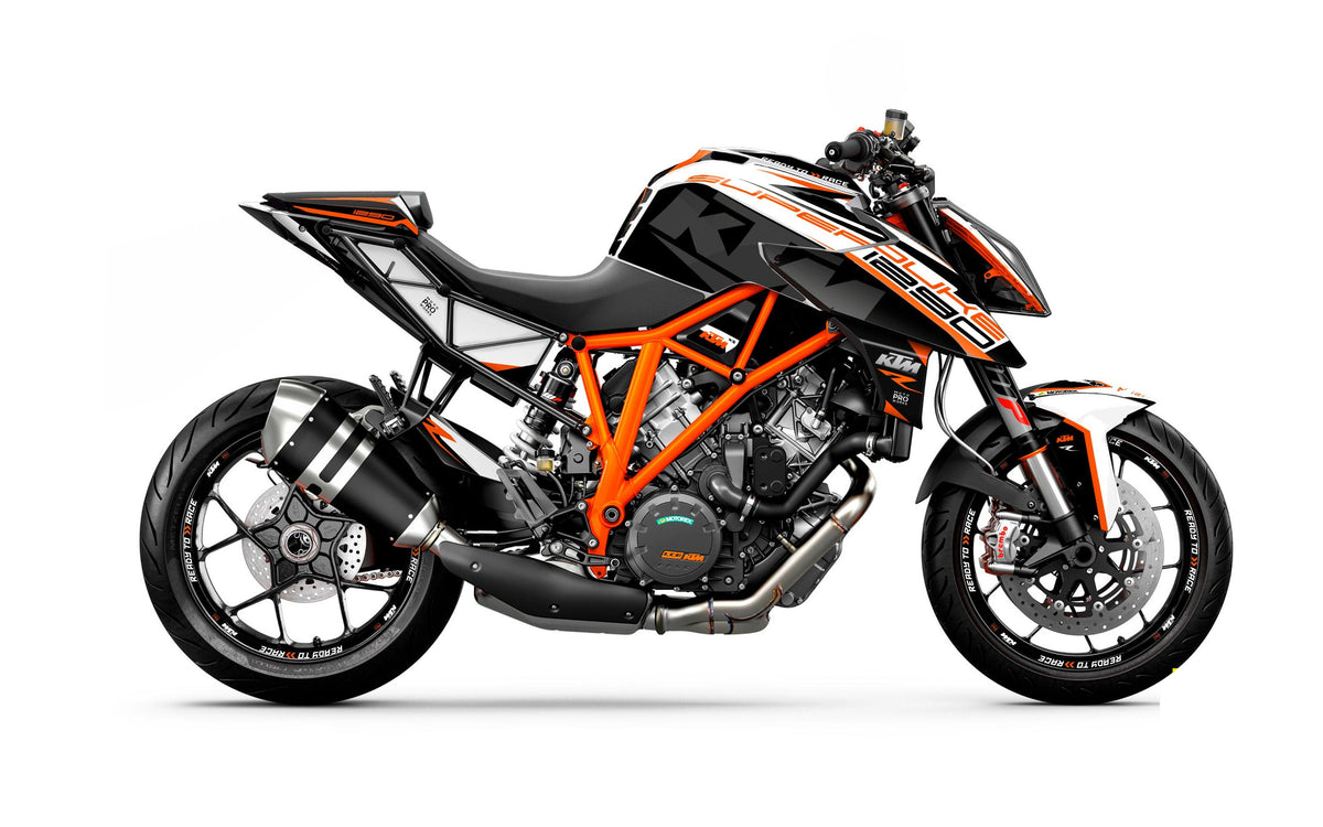 KTM 1290 Super Duke R 2014-2019 GRAPHICS - "Torque" (White/Black/Orange) - MotoProWorks